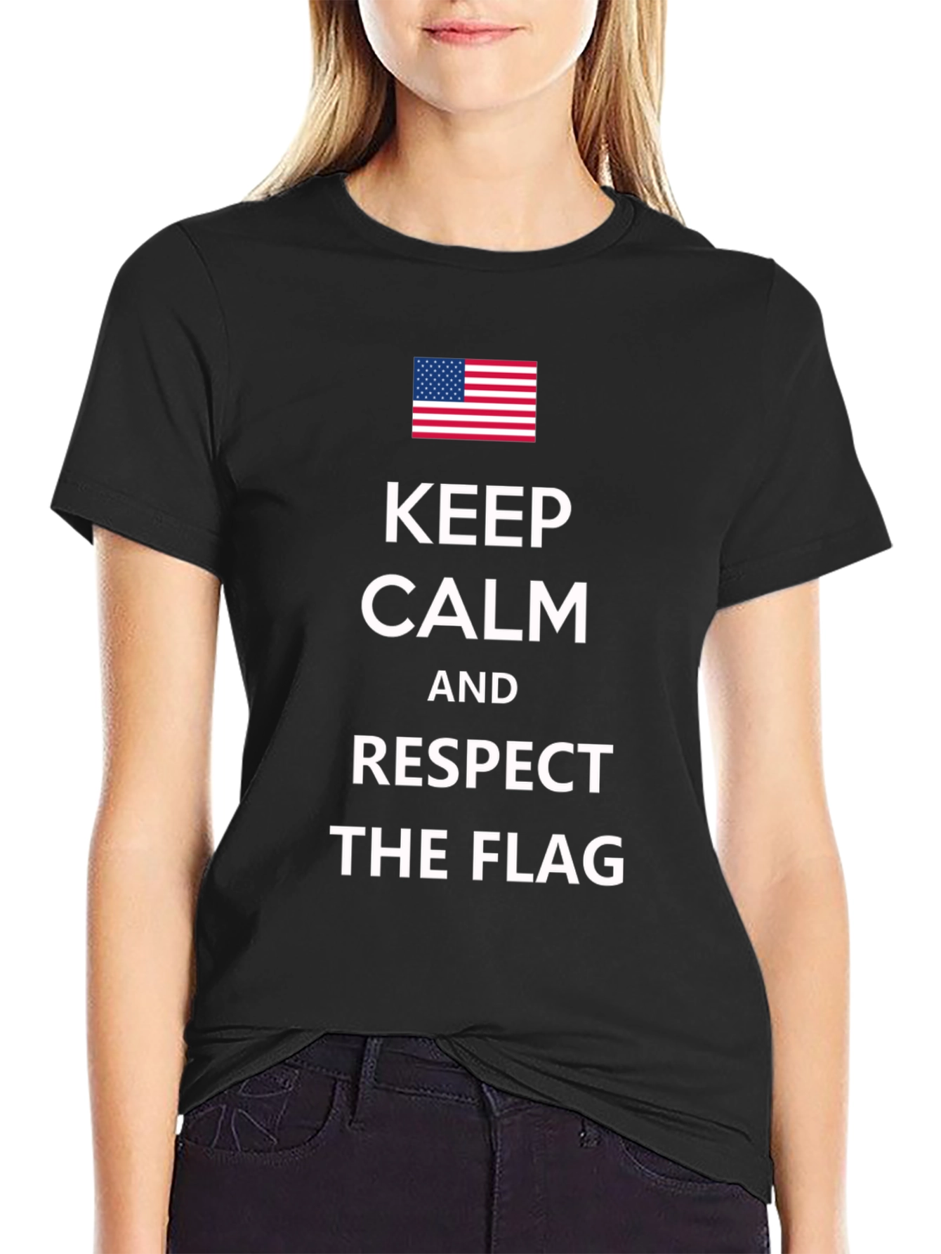 Keep Calm Respect the Flag Black T-Shirt