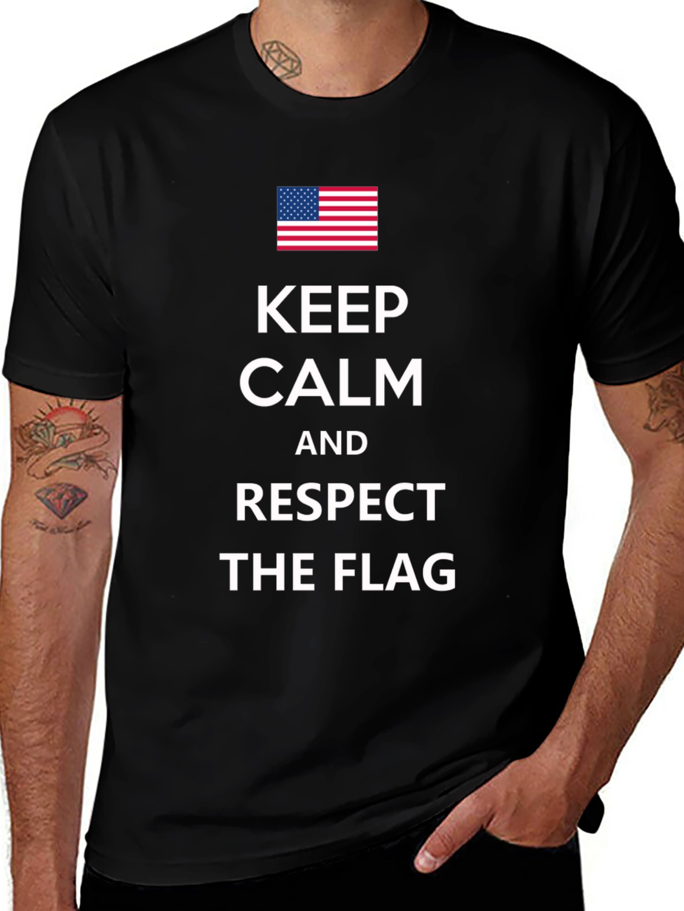 Keep Calm Respect the Flag Black T-Shirt