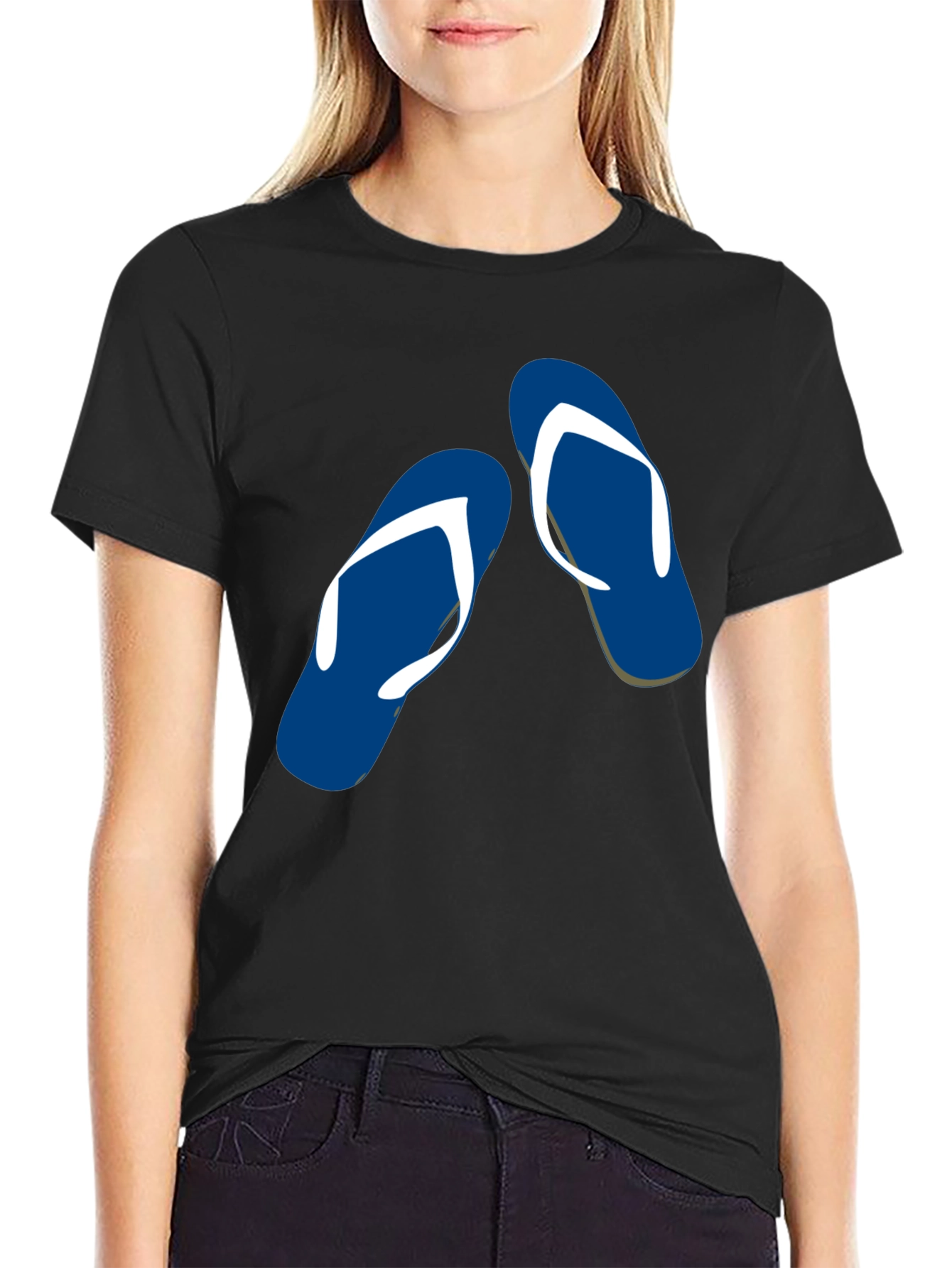 Flip Flop Graphic Tee - Black Cotton Comfort