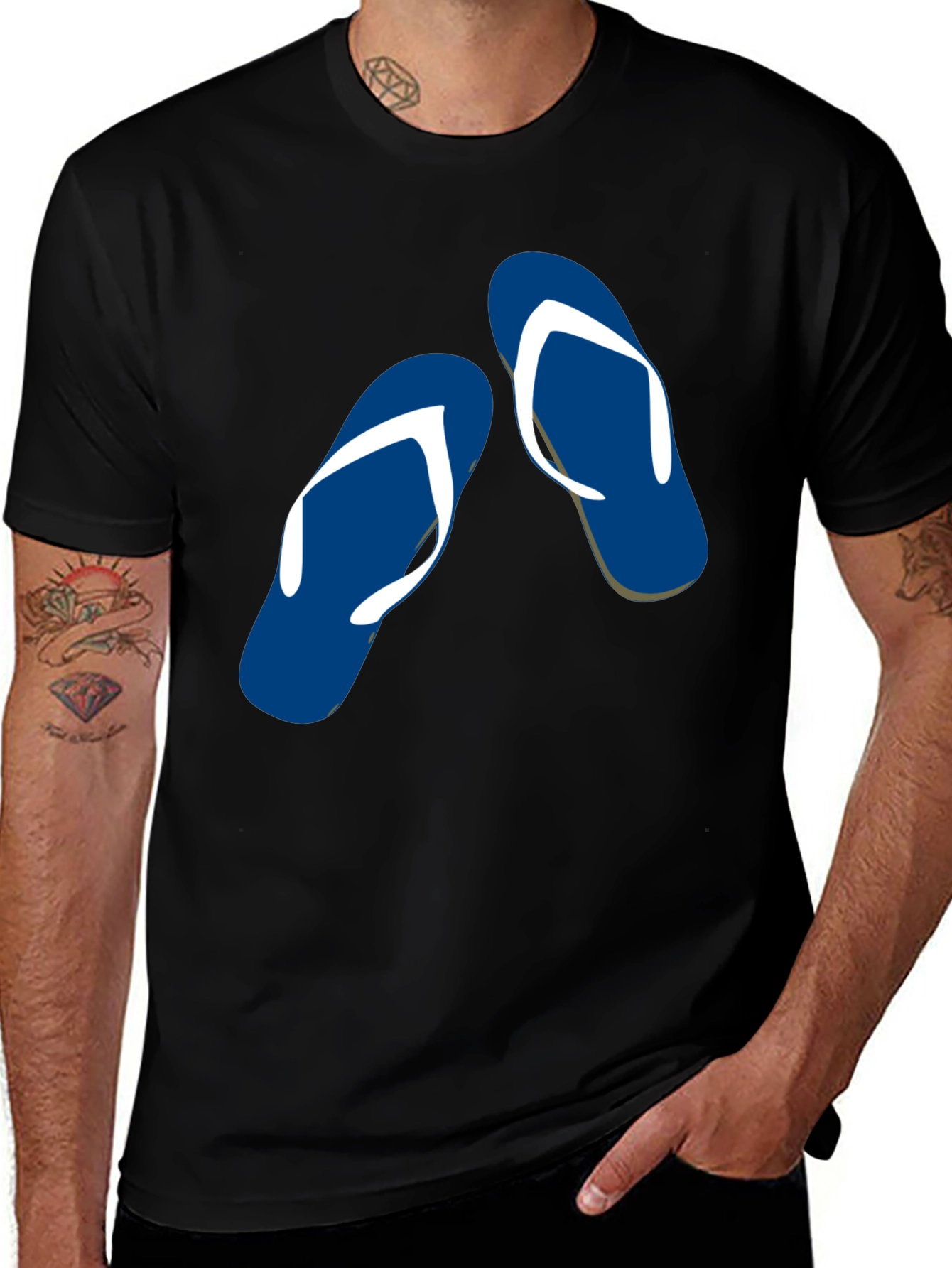 Flip Flop Graphic Tee - Black Cotton Comfort