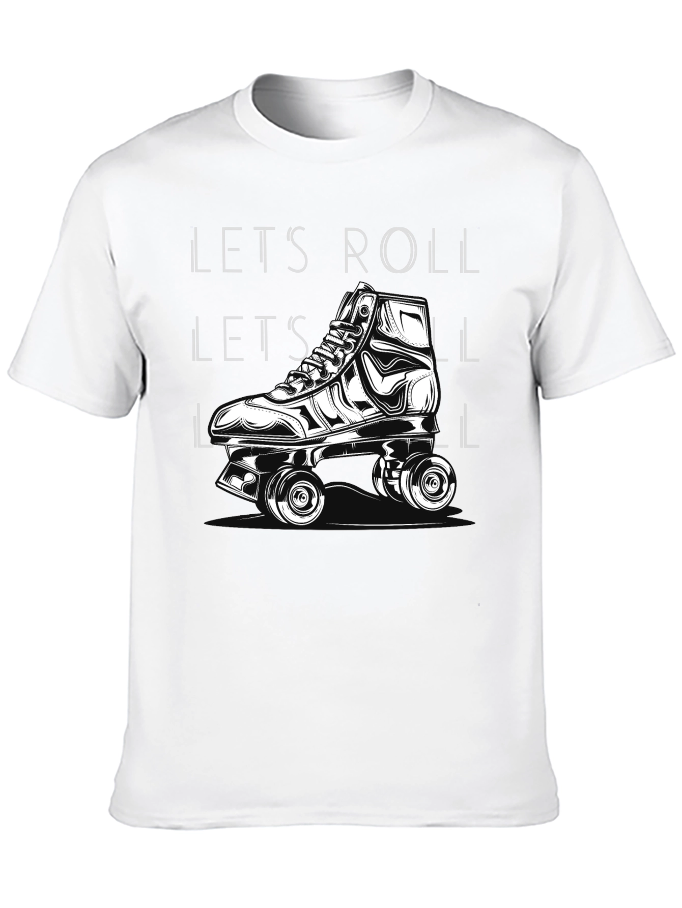 Lets Roll Graphic T-Shirt - Roller Skate Design