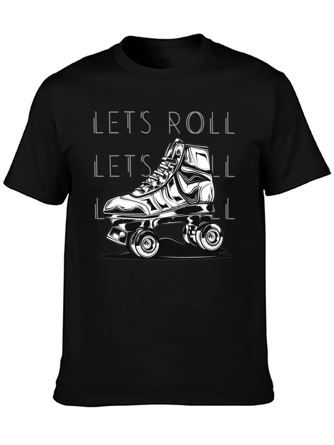 Lets Roll Graphic T-Shirt - Roller Skate Design