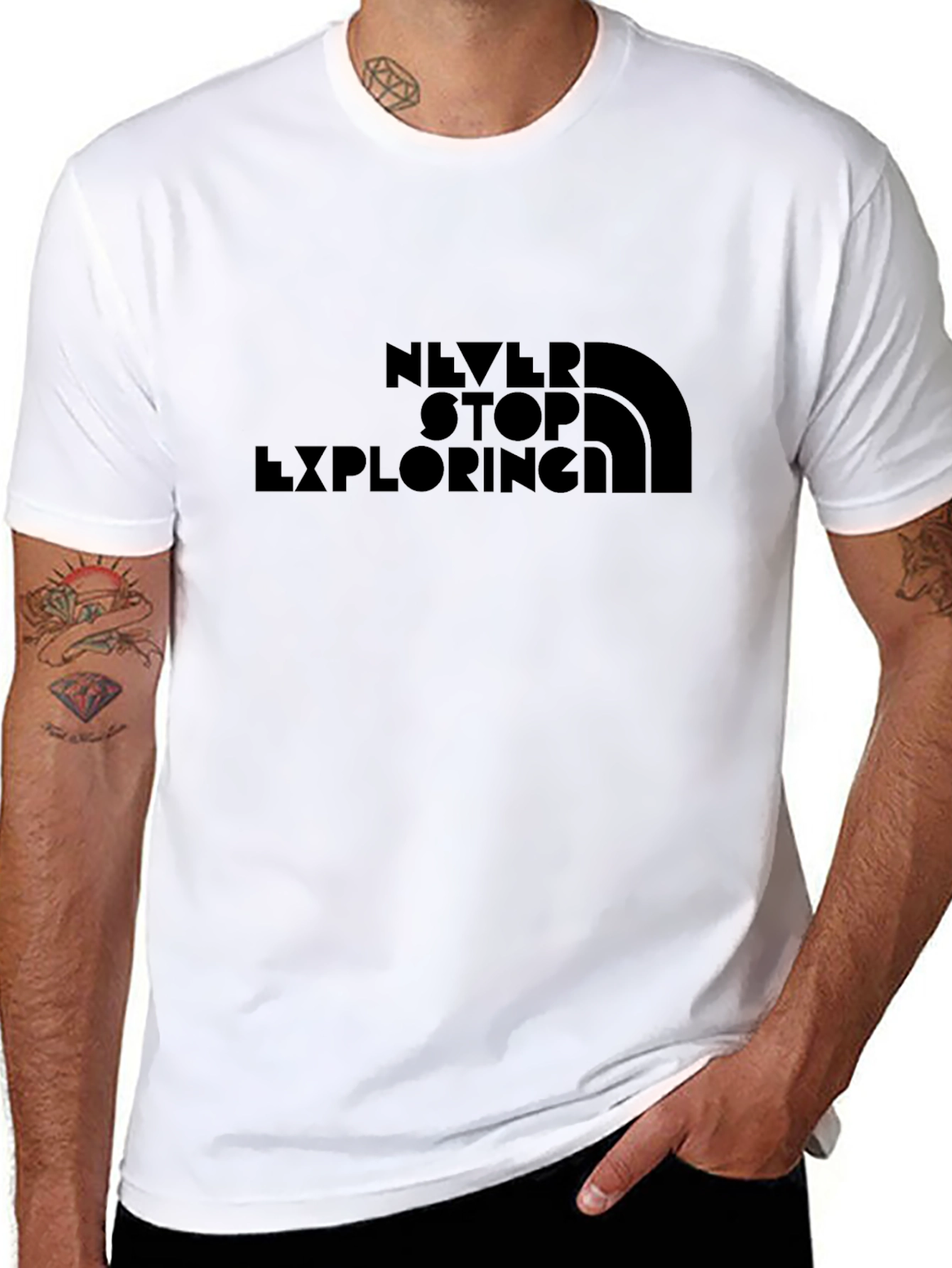 Never Stop Exploring Graphic Tee - Black