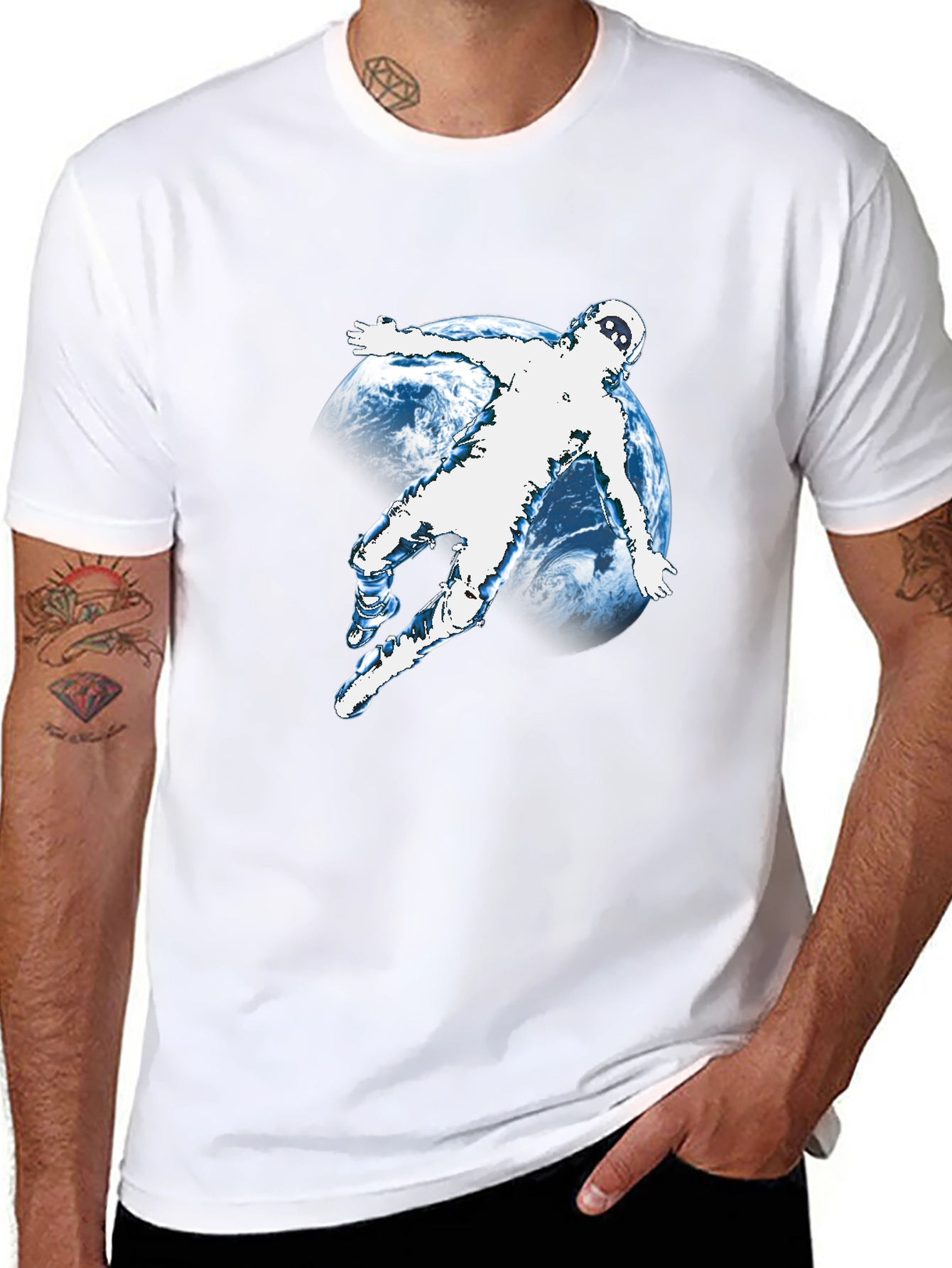 Astronaut Graphic T-Shirt - Black Crew Neck