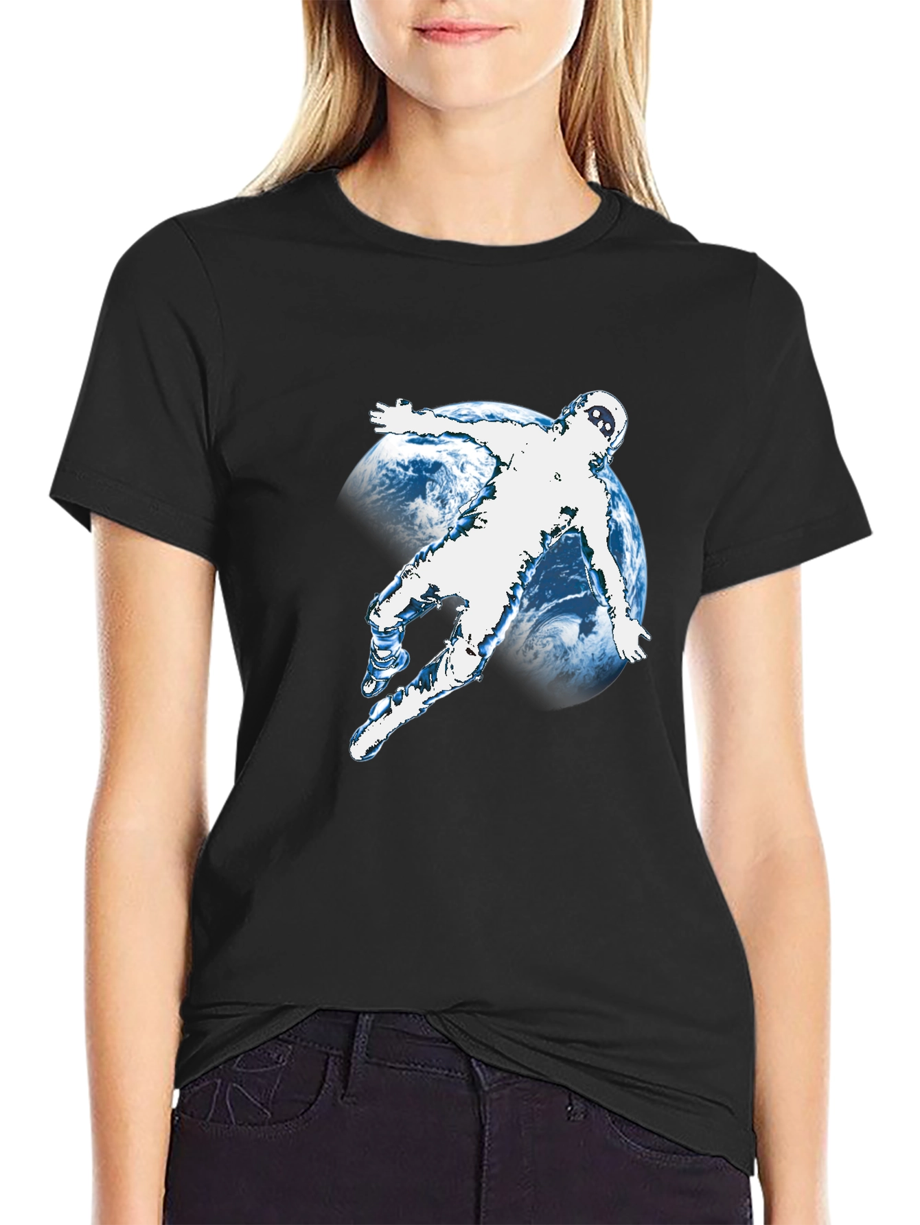 Astronaut Graphic T-Shirt - Black Crew Neck