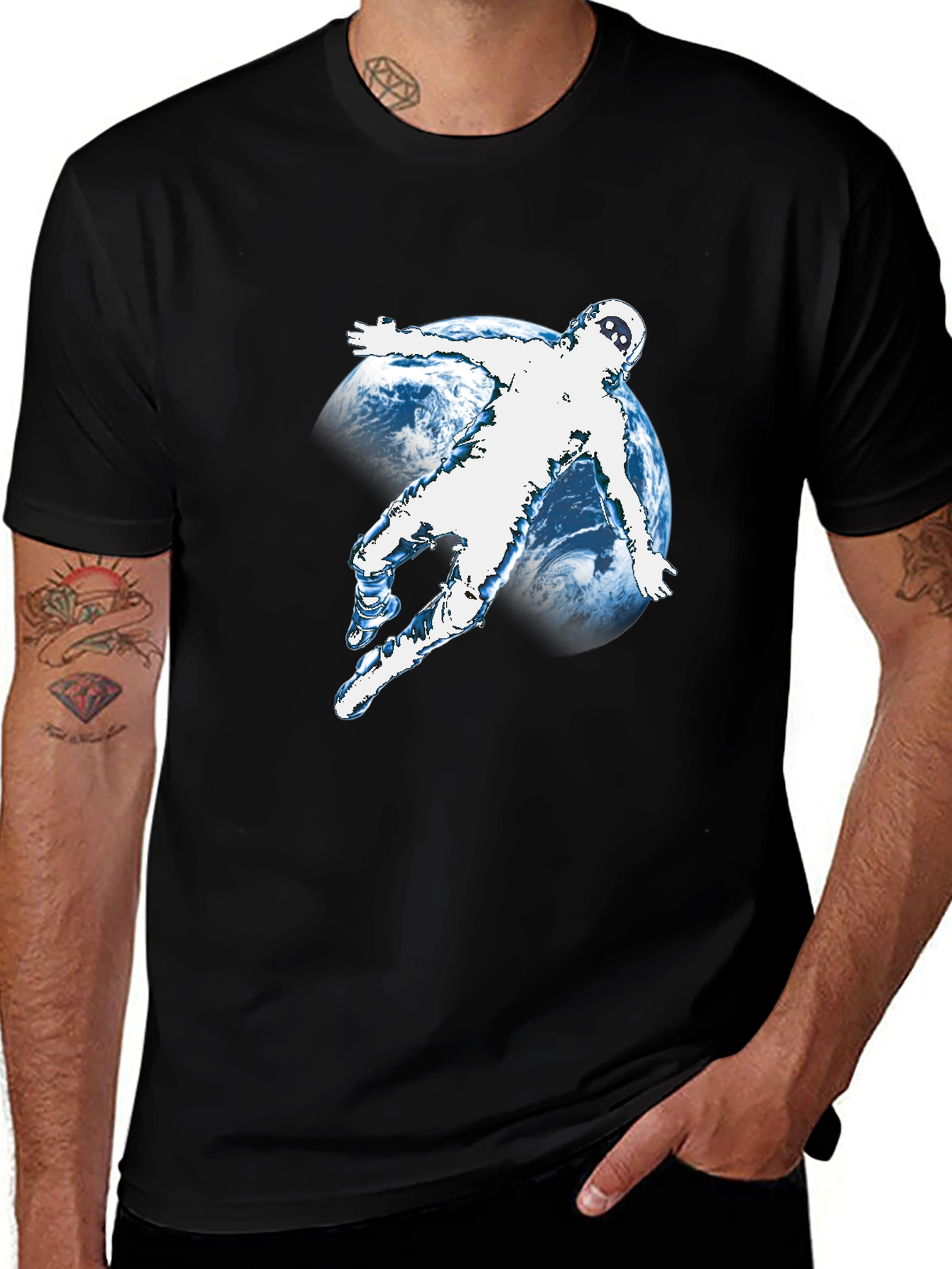 Astronaut Graphic T-Shirt - Black Crew Neck