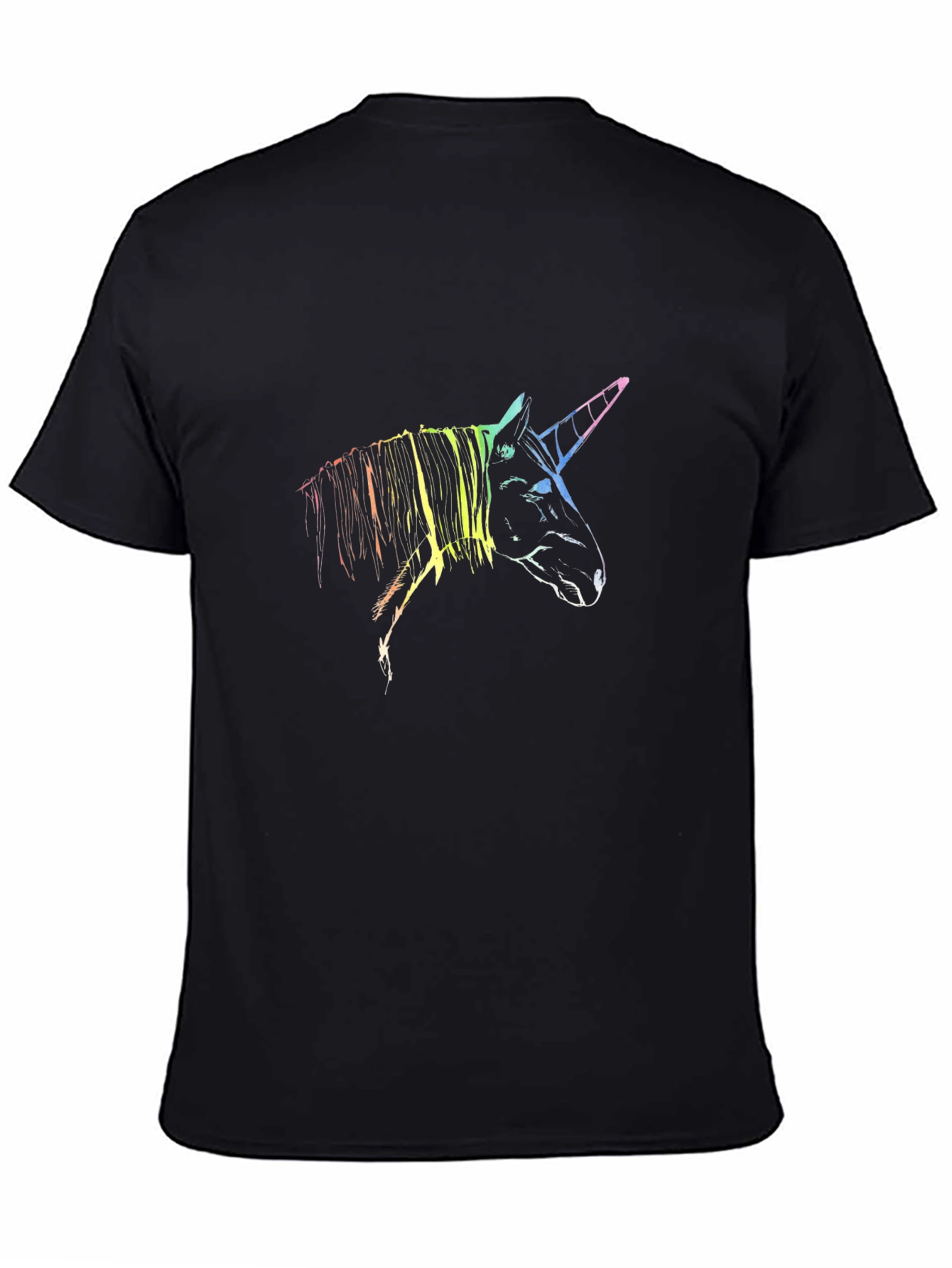 Rainbow Unicorn Graphic Black T-Shirt