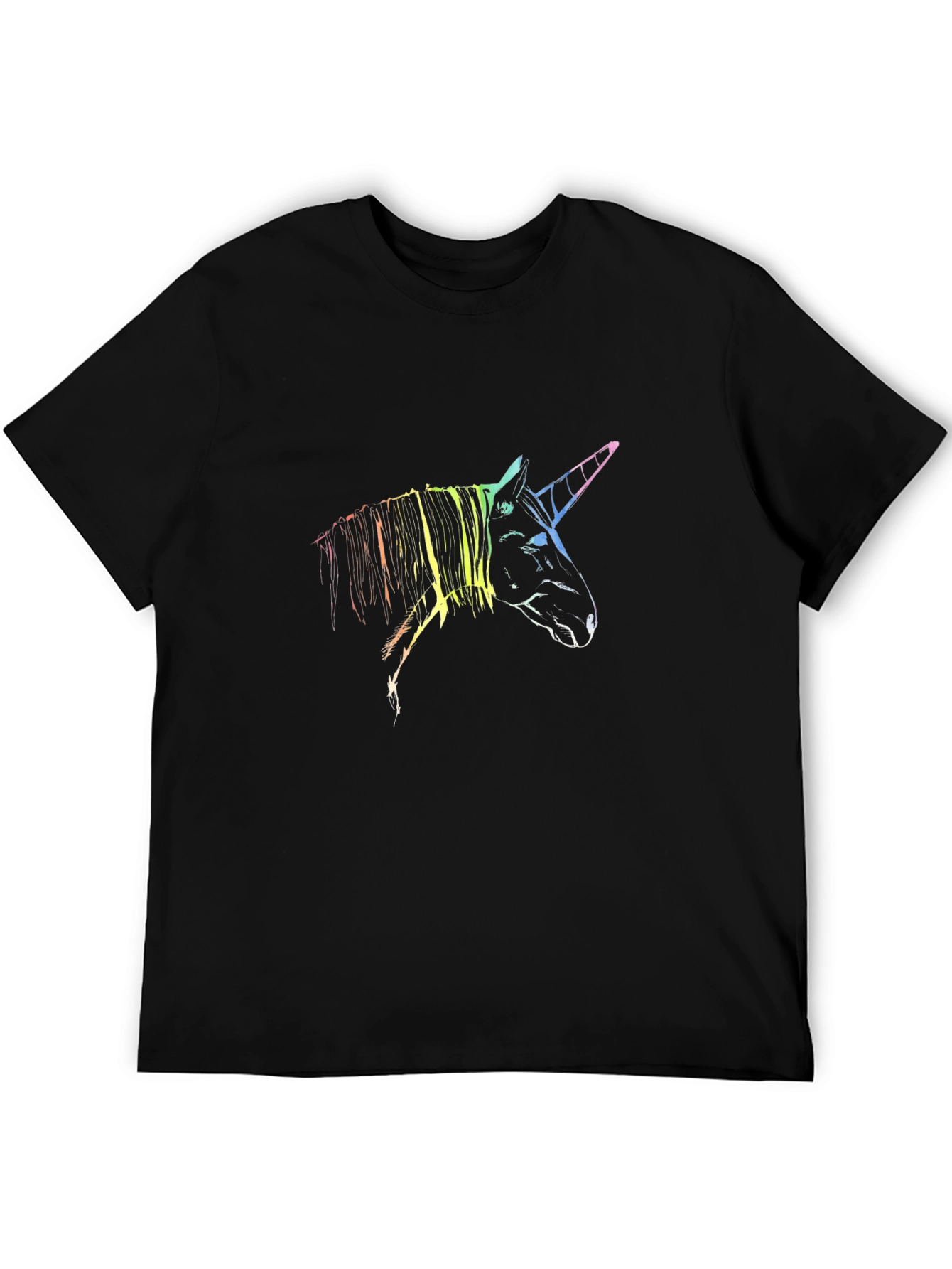 Rainbow Unicorn Graphic Black T-Shirt
