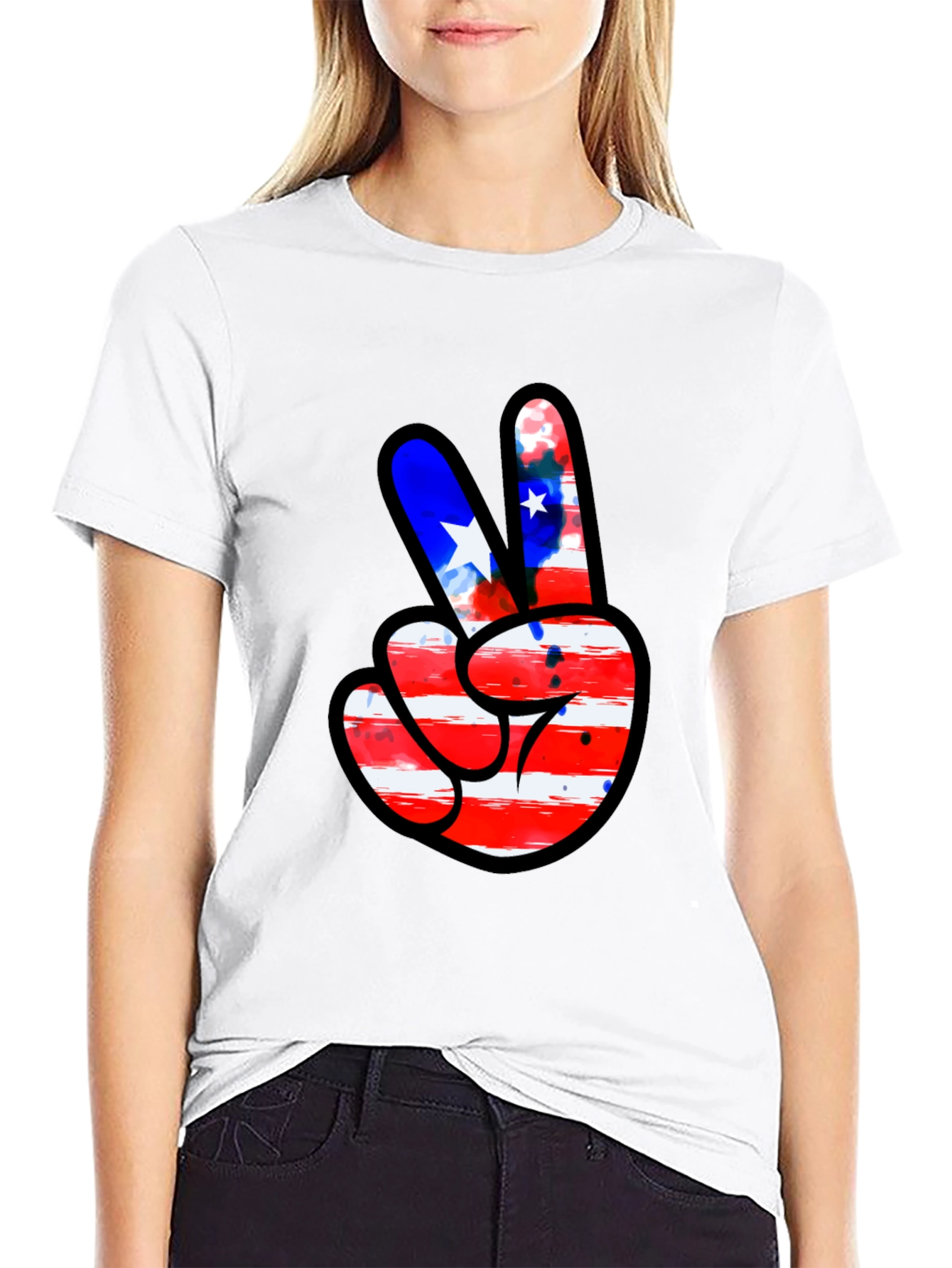 Peace Sign American Flag Graphic Tee