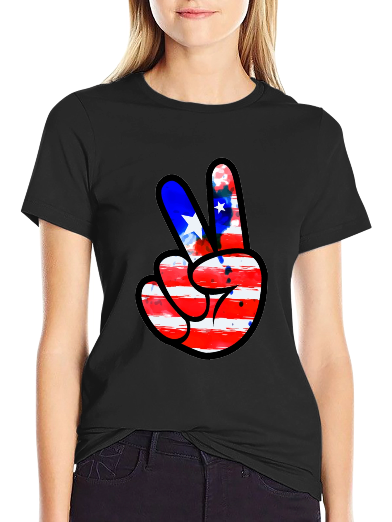 Peace Sign American Flag Graphic Tee
