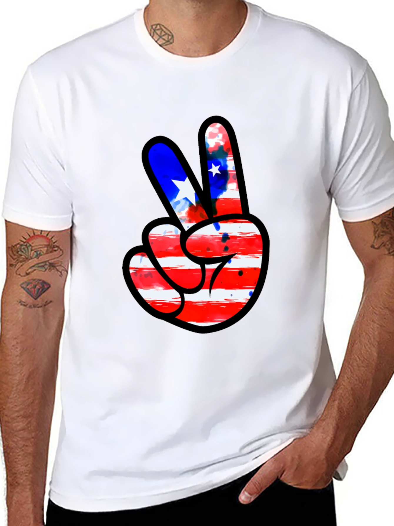 Peace Sign American Flag Graphic Tee