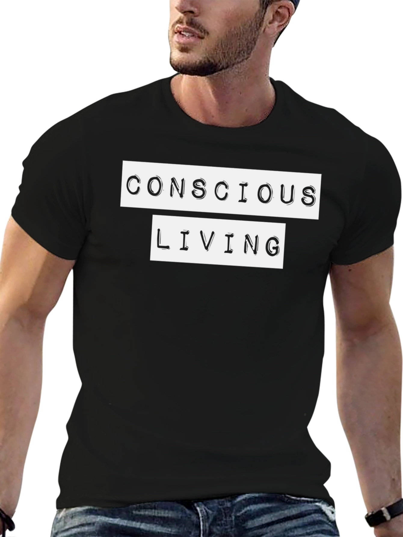 Conscious Living Graphic Tee - Black