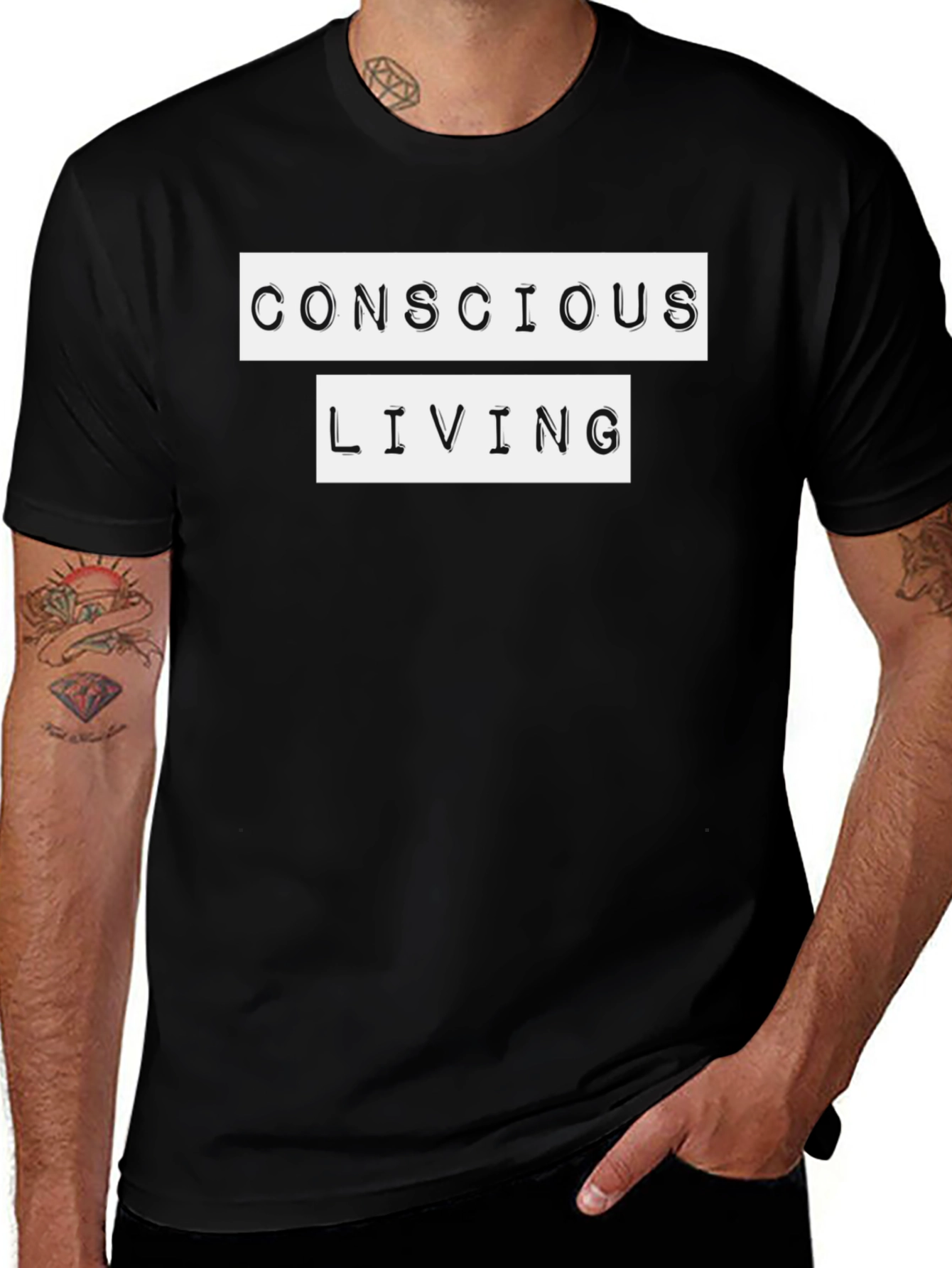 Conscious Living Graphic Tee - Black