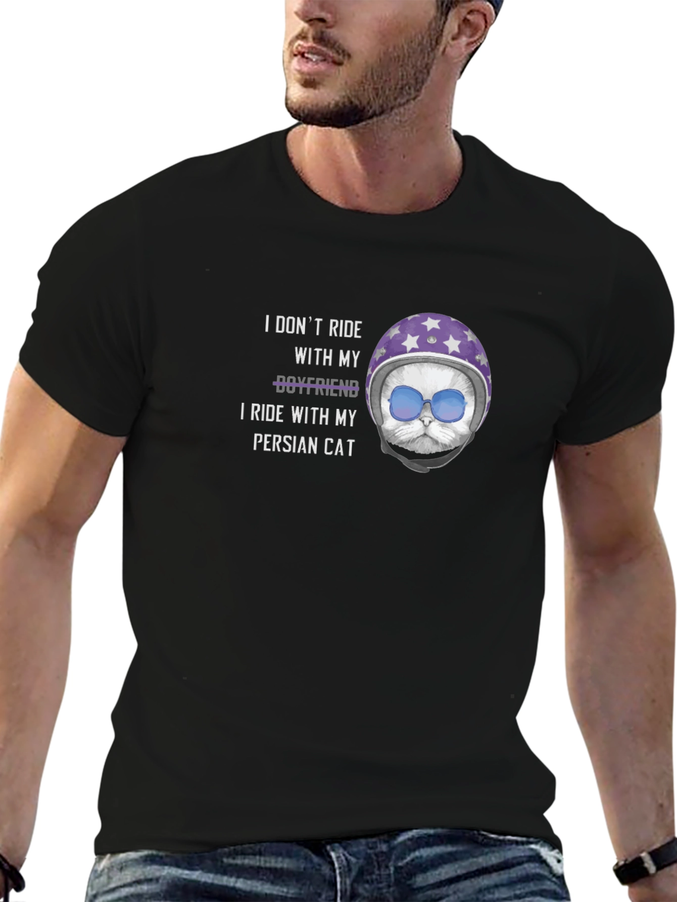 Cat Rider T-Shirt: Ride With My Persian Cat