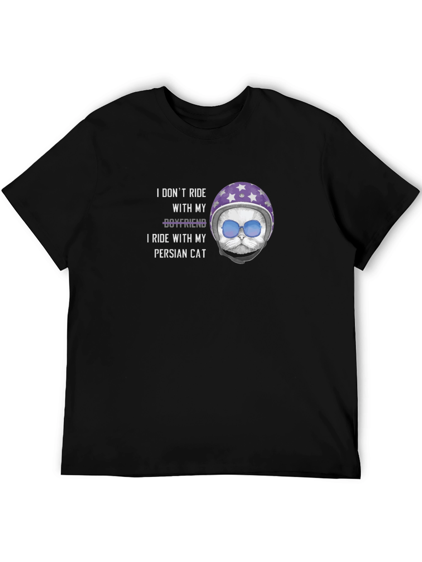 Cat Rider T-Shirt: Ride With My Persian Cat