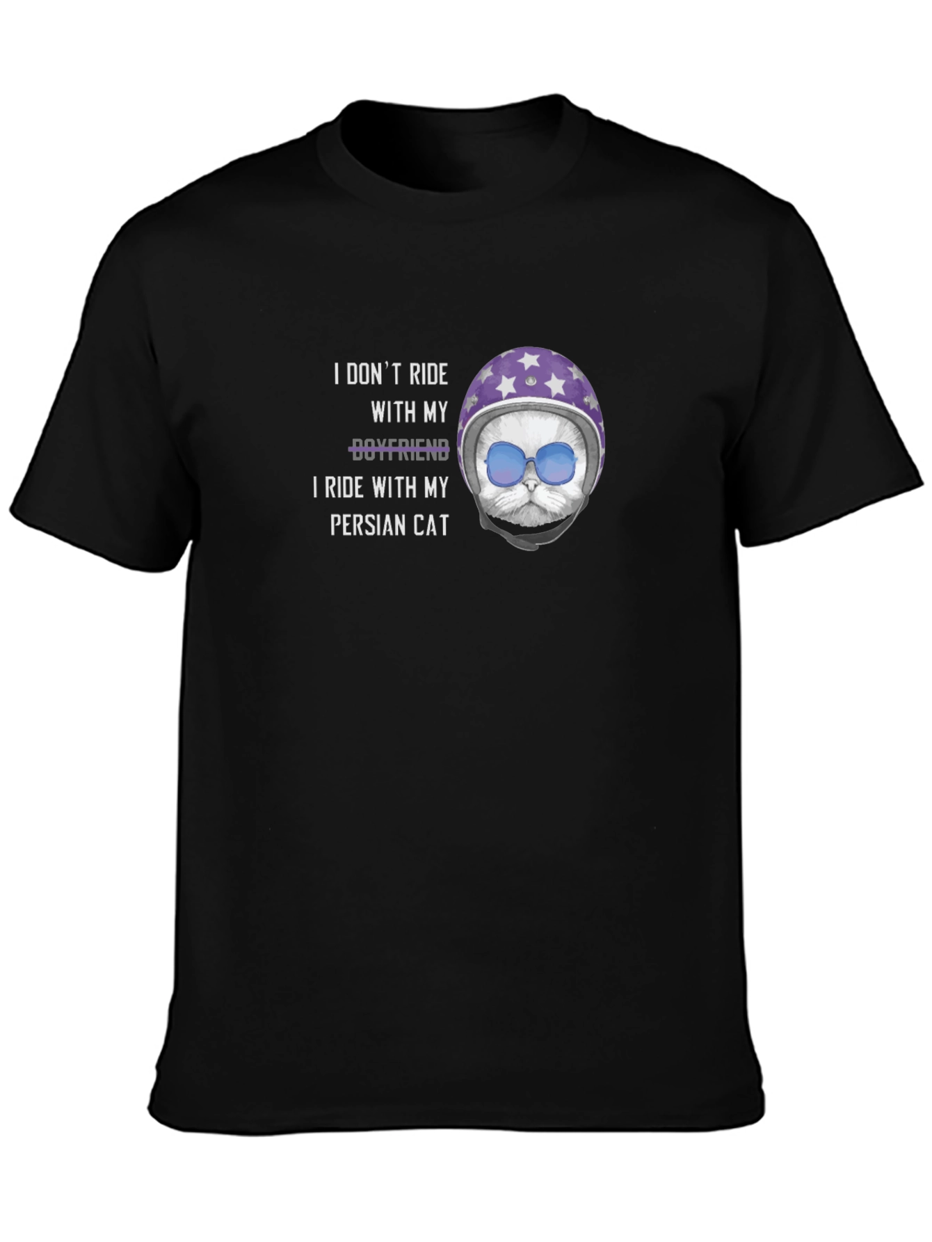 Cat Rider T-Shirt: Ride With My Persian Cat