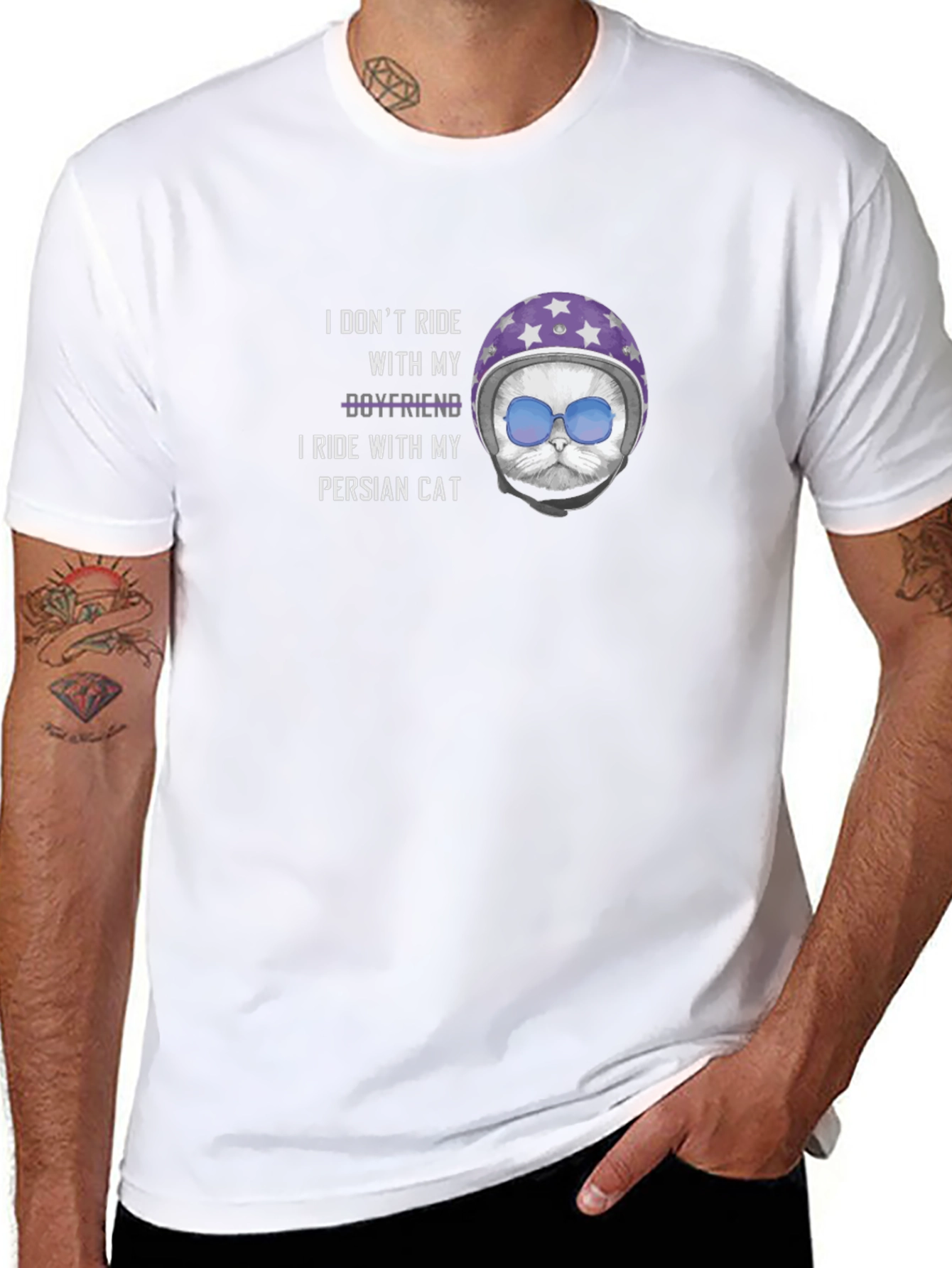 Cat Rider T-Shirt: Ride With My Persian Cat