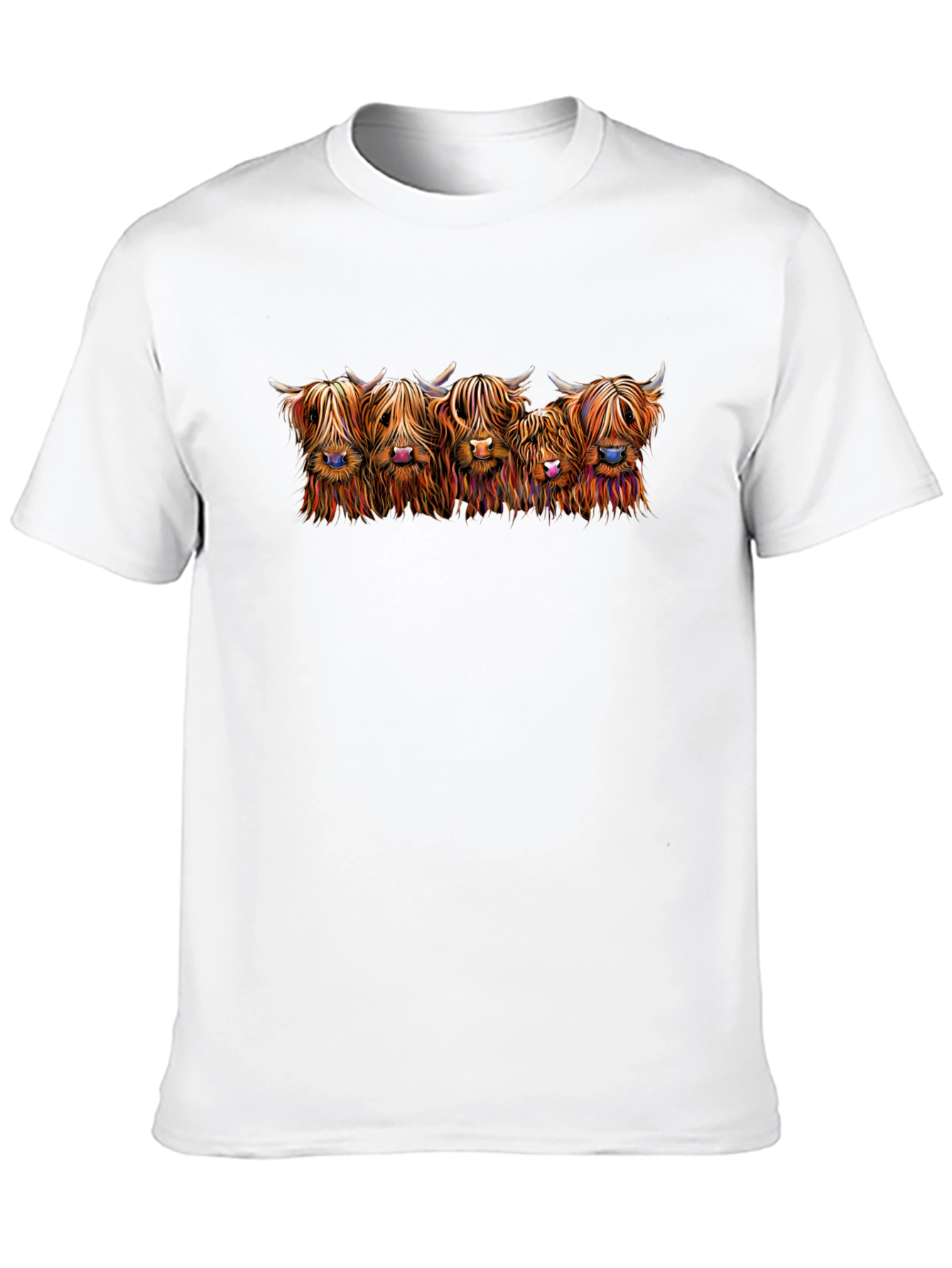Highland Cow Graphic Print T-Shirt - Black