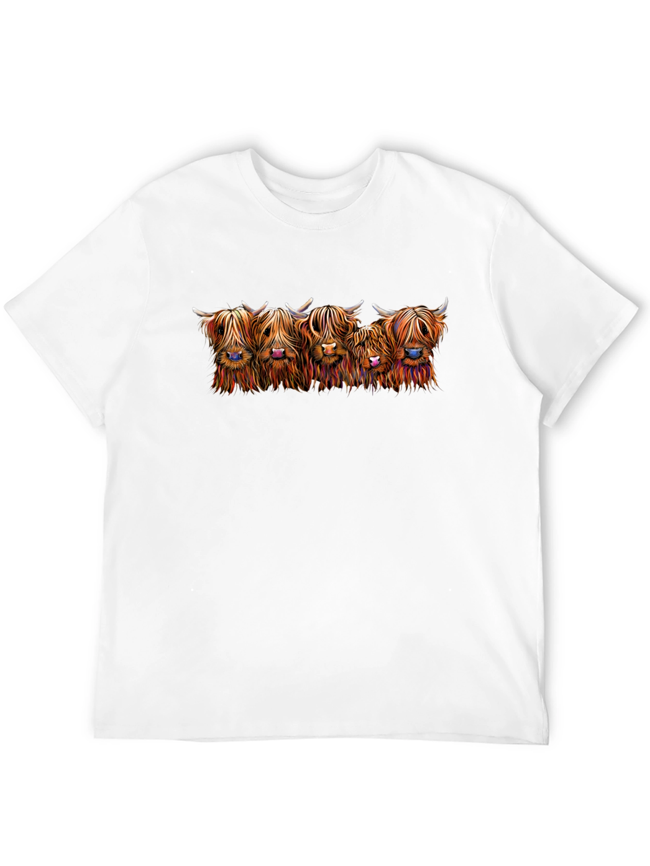 Highland Cow Graphic Print T-Shirt - Black