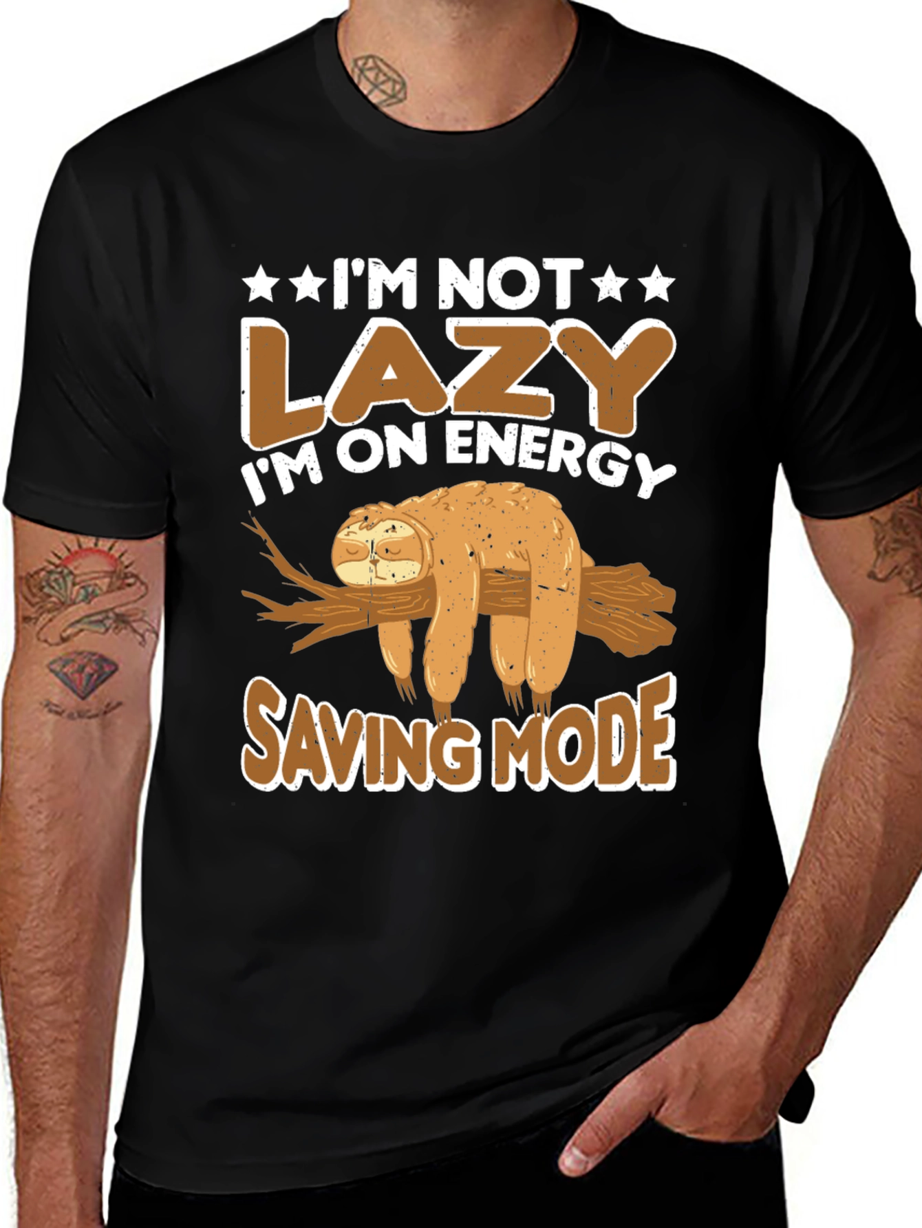 Lazy Sloth Energy Saving Mode Graphic T-Shirt