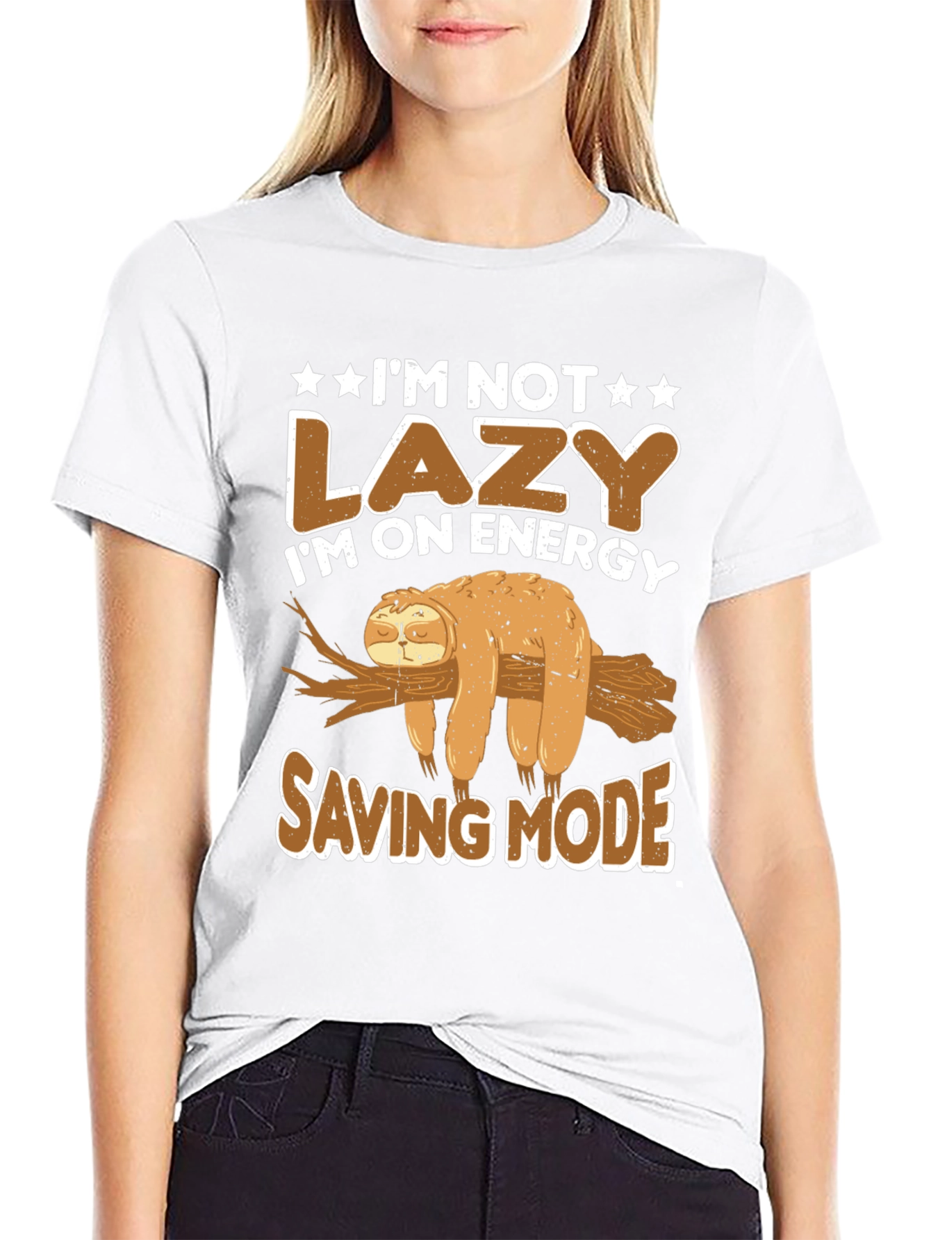 Lazy Sloth Energy Saving Mode Graphic T-Shirt