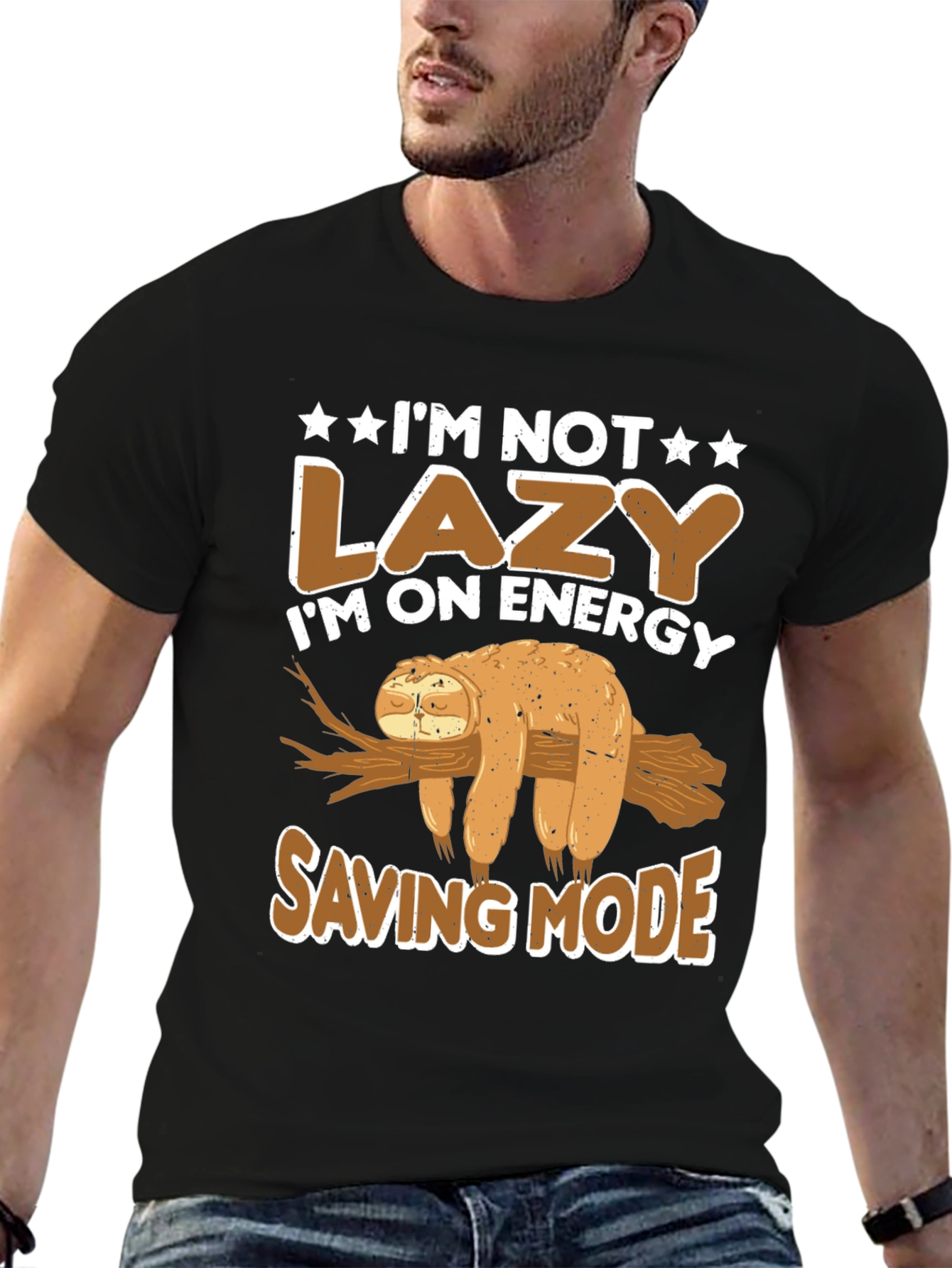 Lazy Sloth Energy Saving Mode Graphic T-Shirt