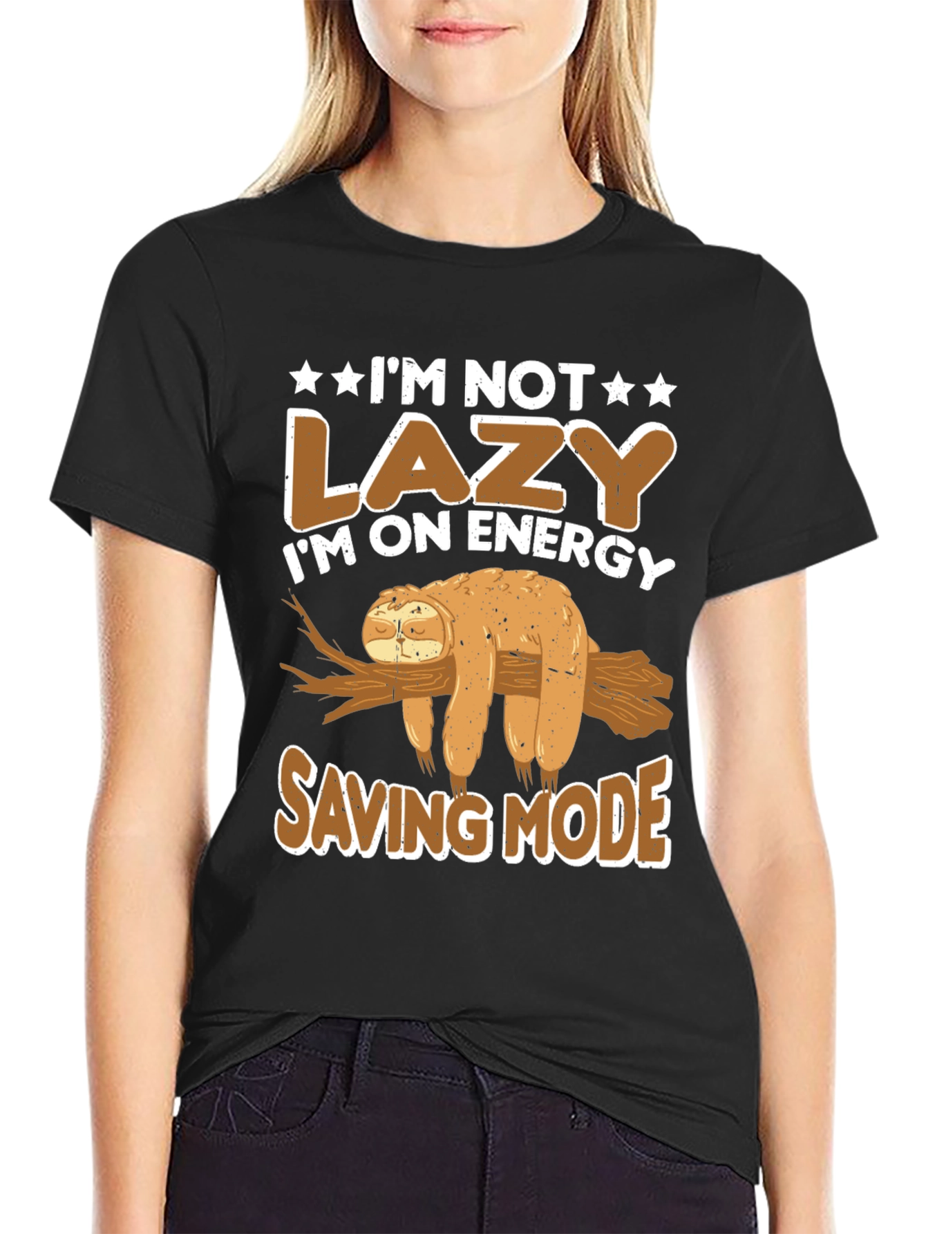Lazy Sloth Energy Saving Mode Graphic T-Shirt