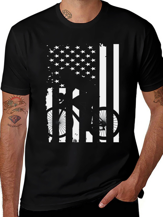 American Flag Bicycle Graphic Tee - Black