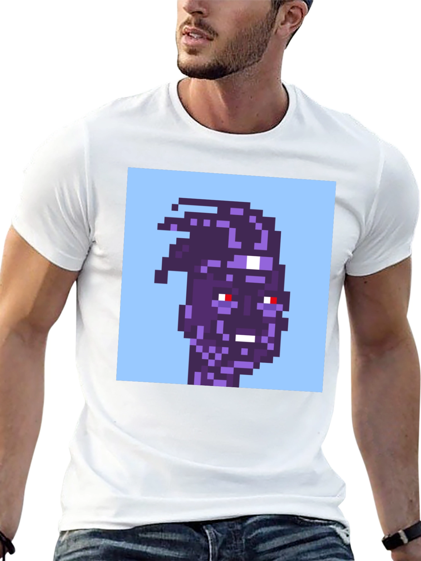 Pixel Art Purple Alien Graphic T-Shirt