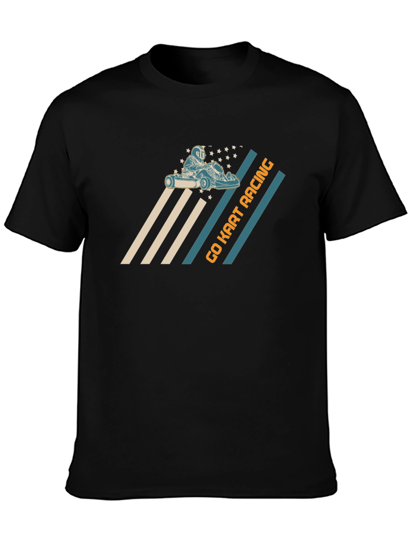 Go Kart Racing Graphic Tee - Black Cotton T-Shirt