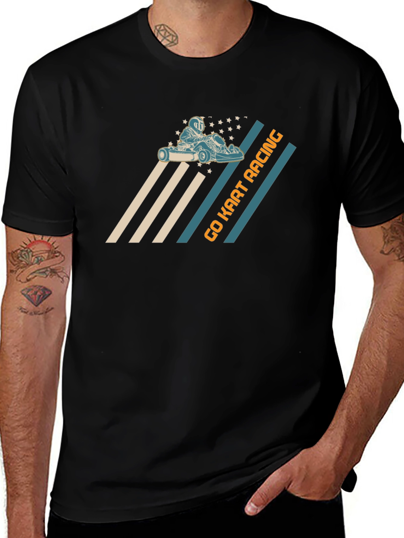 Go Kart Racing Graphic Tee - Black Cotton T-Shirt