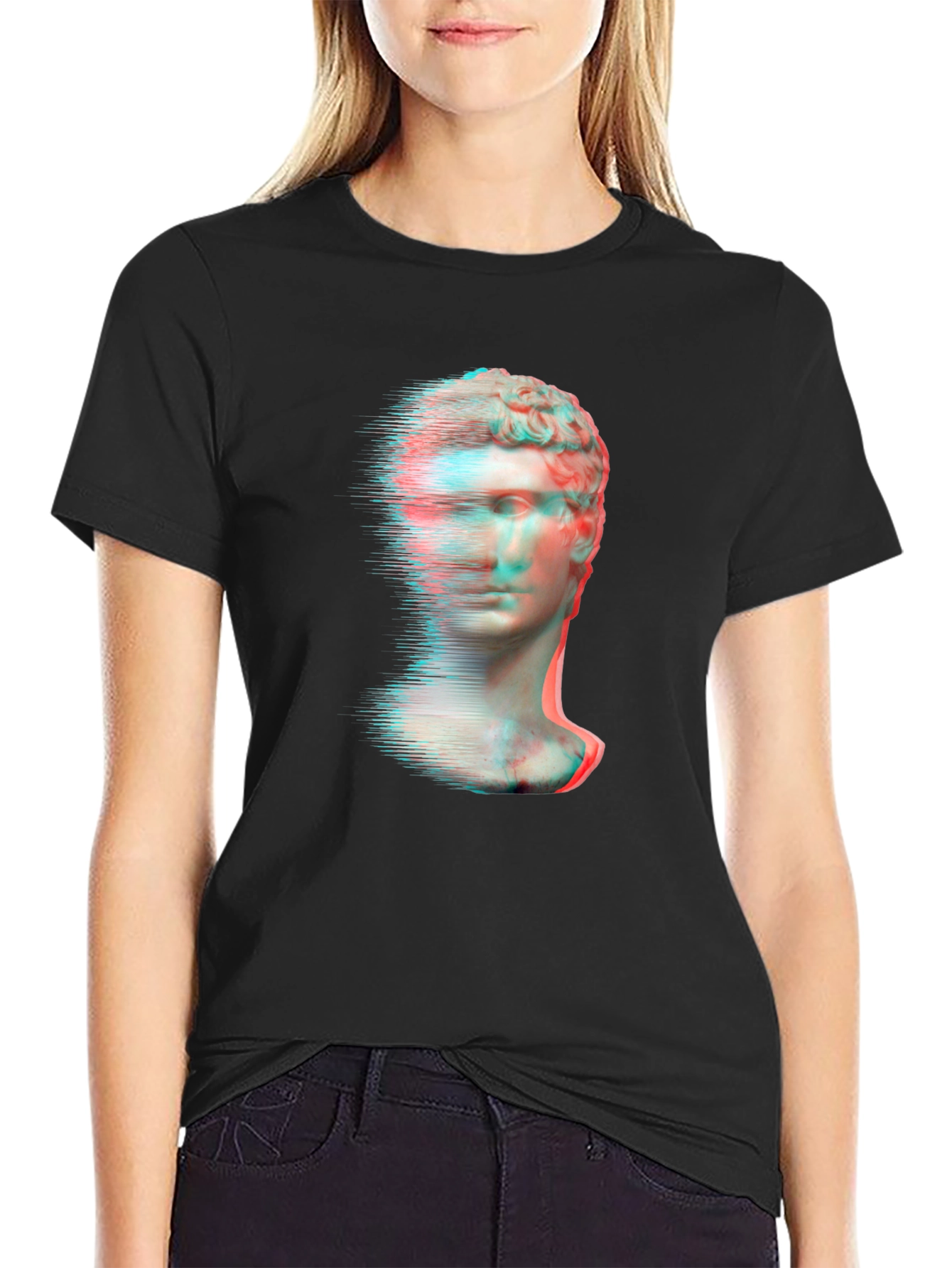 Glitch Art Statue Graphic Tee