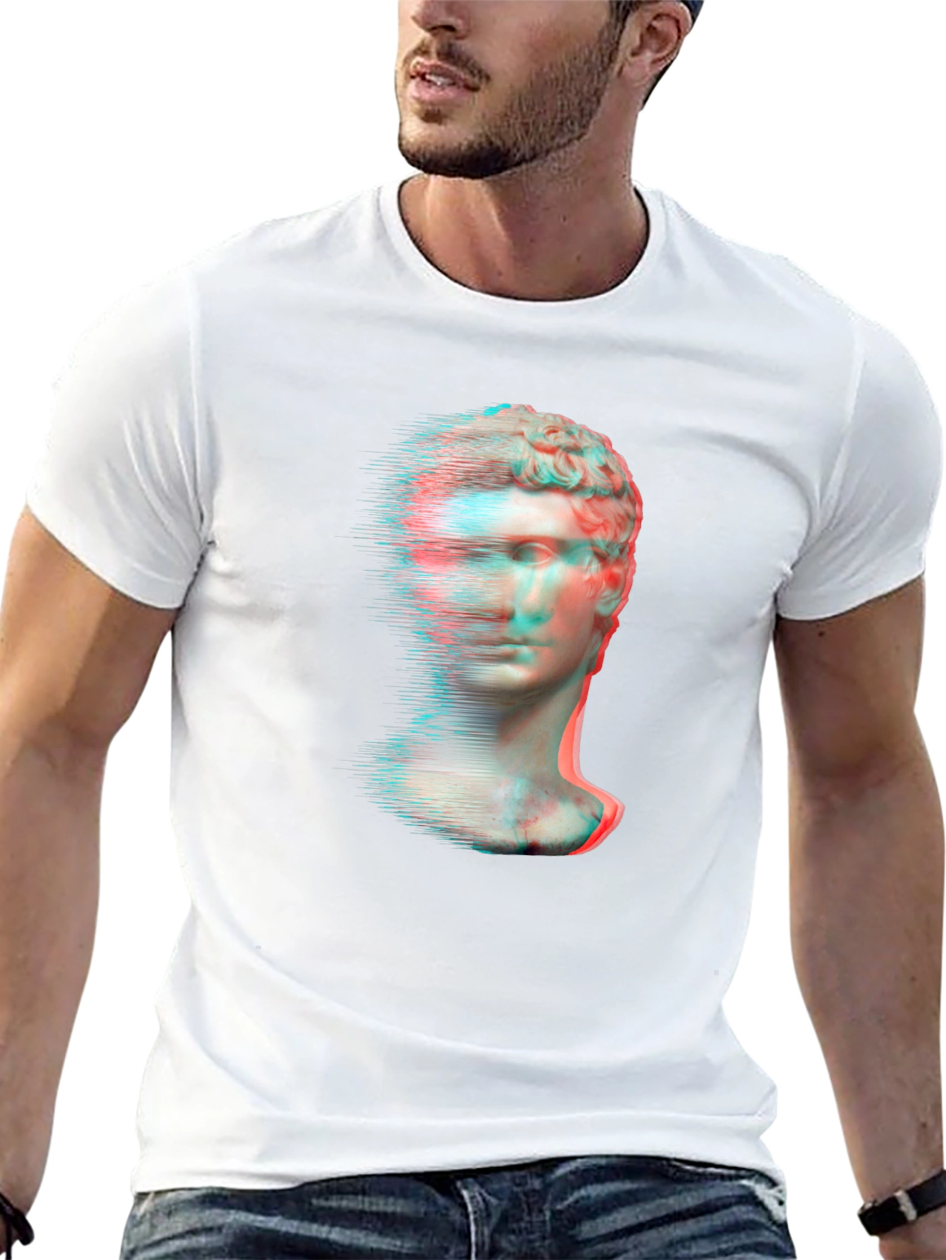Glitch Art Statue Graphic Tee
