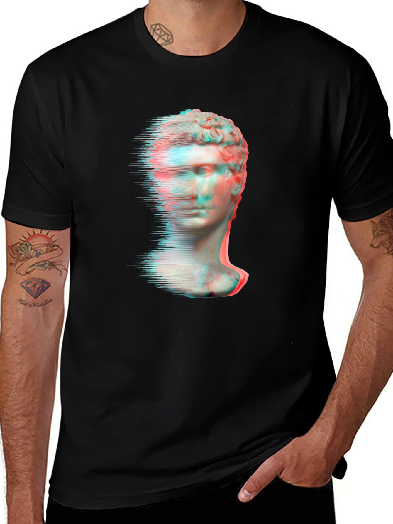 Glitch Art Statue Graphic Tee