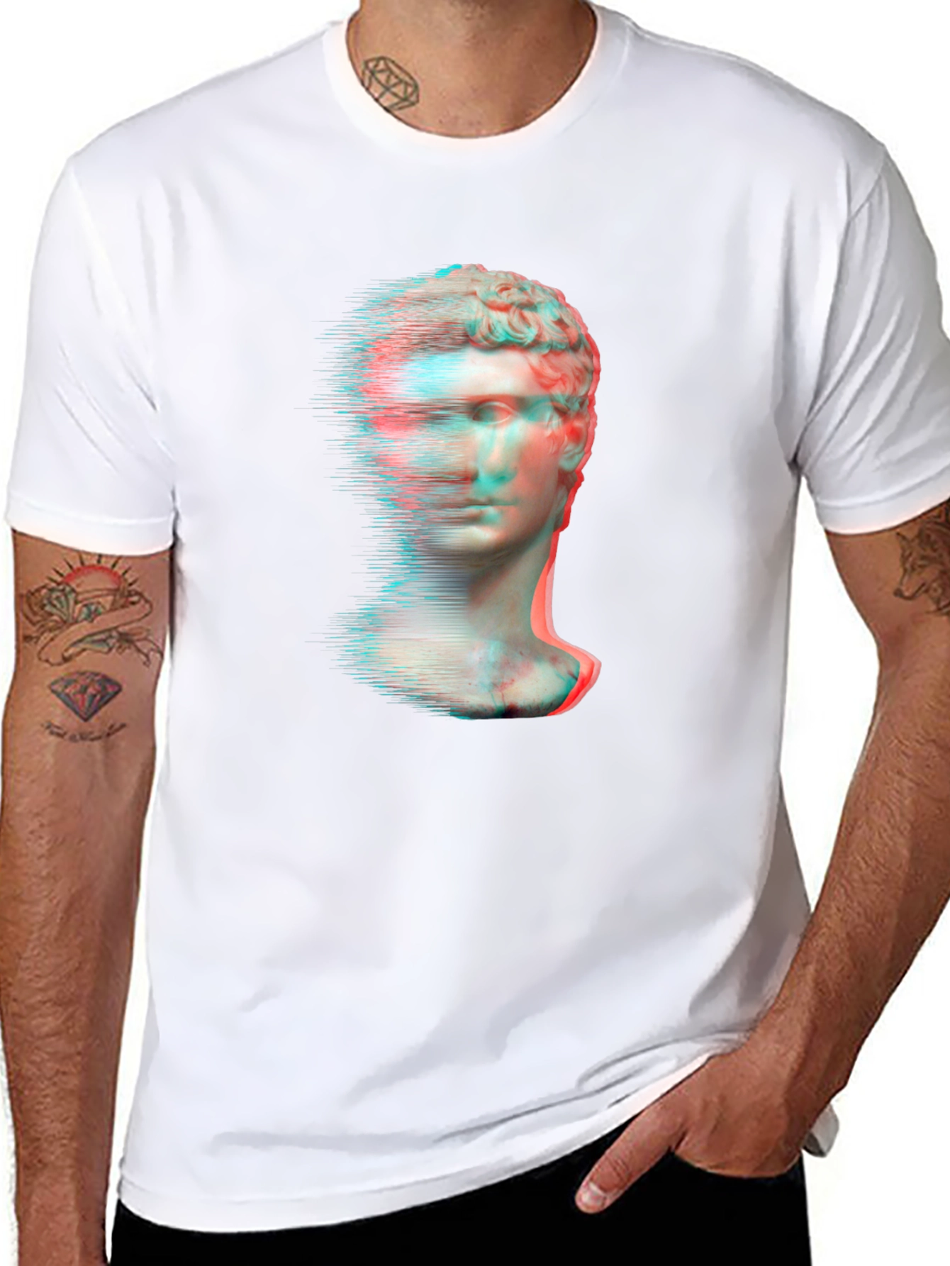 Glitch Art Statue Graphic Tee