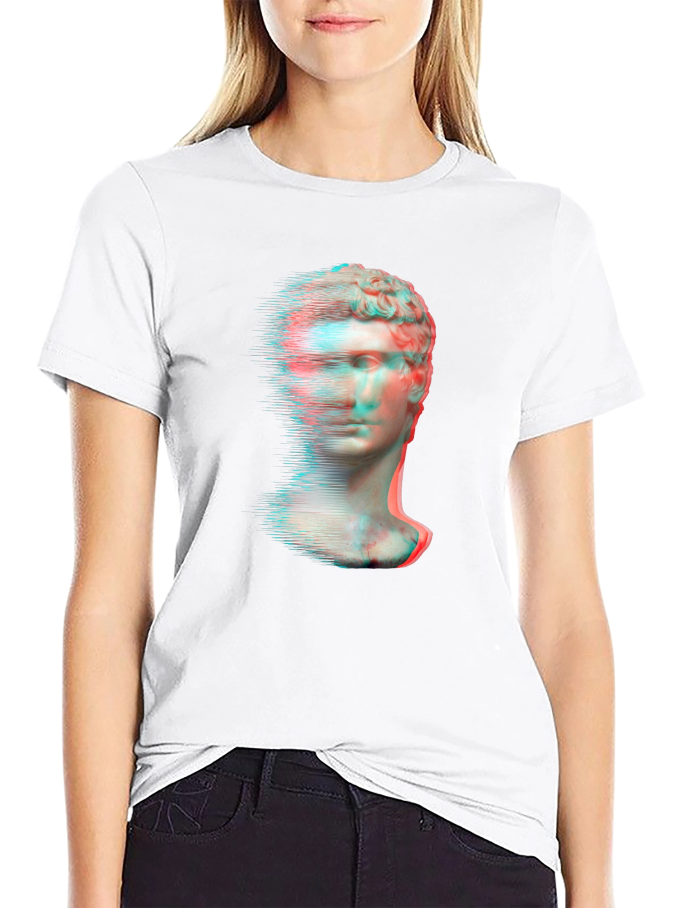 Glitch Art Statue Graphic Tee