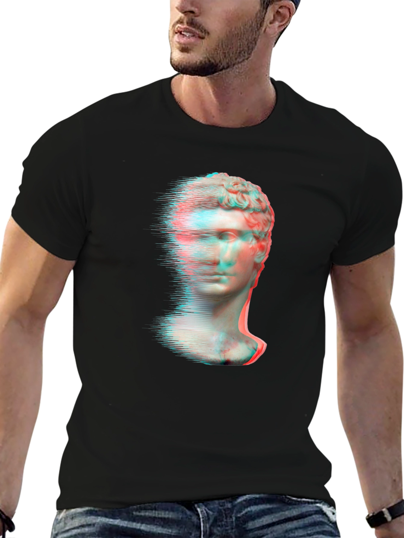 Glitch Art Statue Graphic Tee