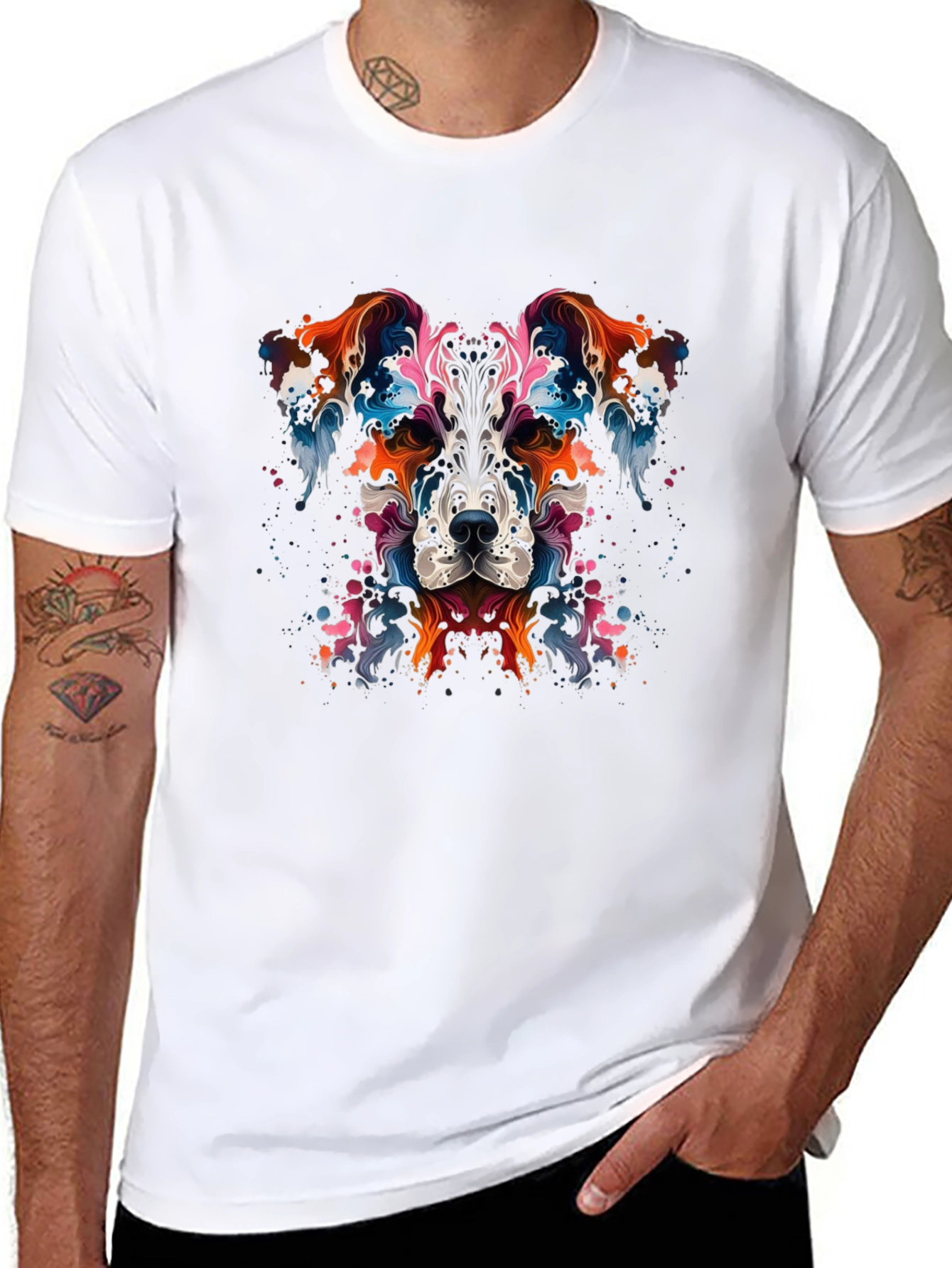 Abstract Dog Graphic Black T-Shirt