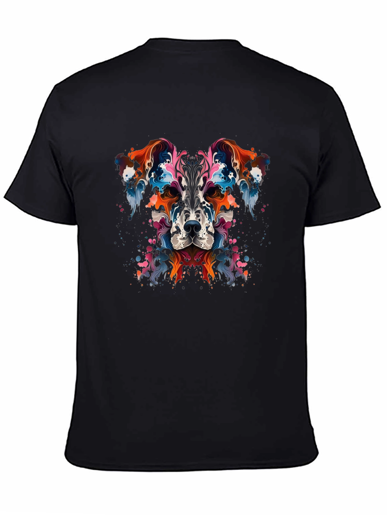 Abstract Dog Graphic Black T-Shirt