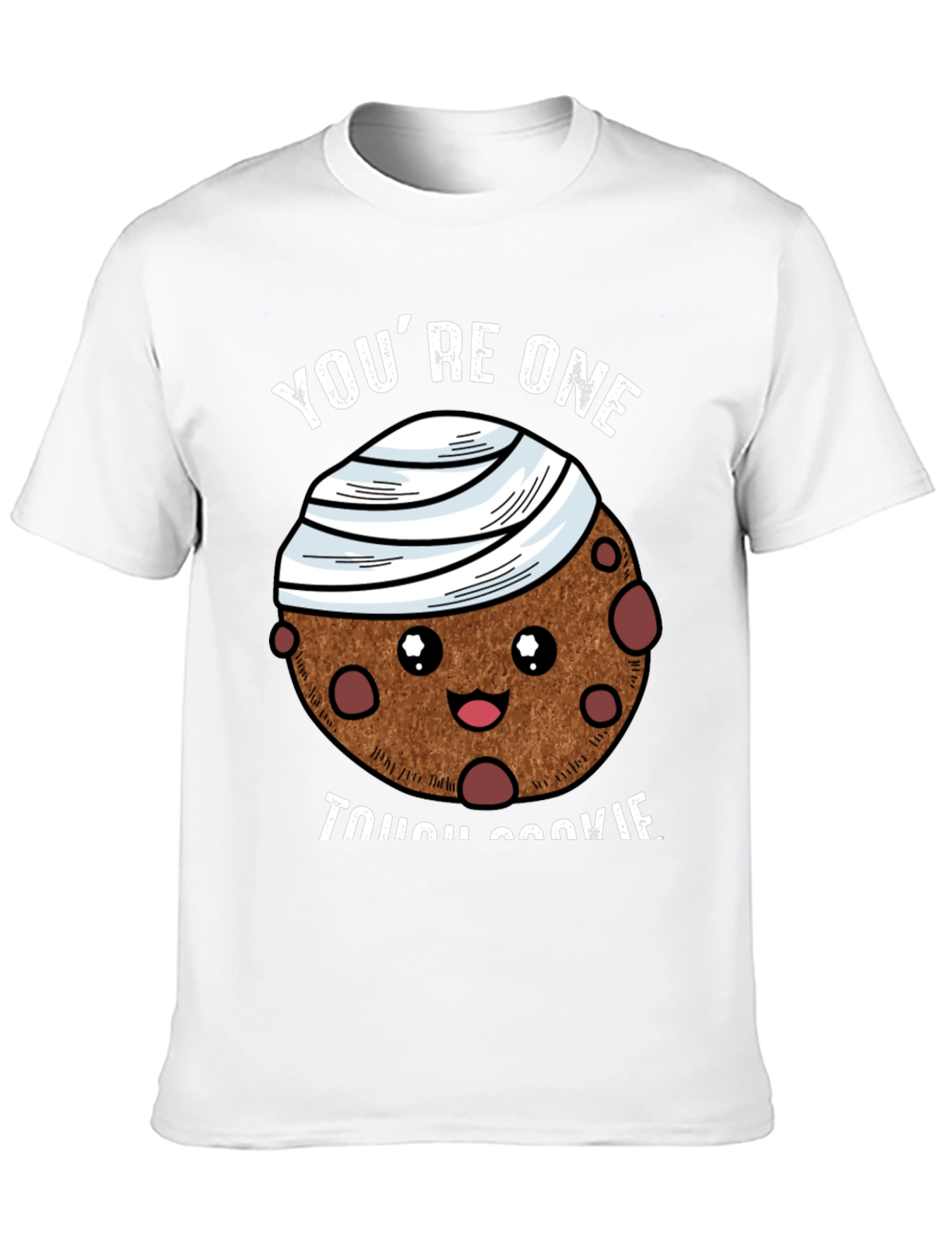 Tough Cookie Graphic T-Shirt: Cute Bandaged Cookie Design