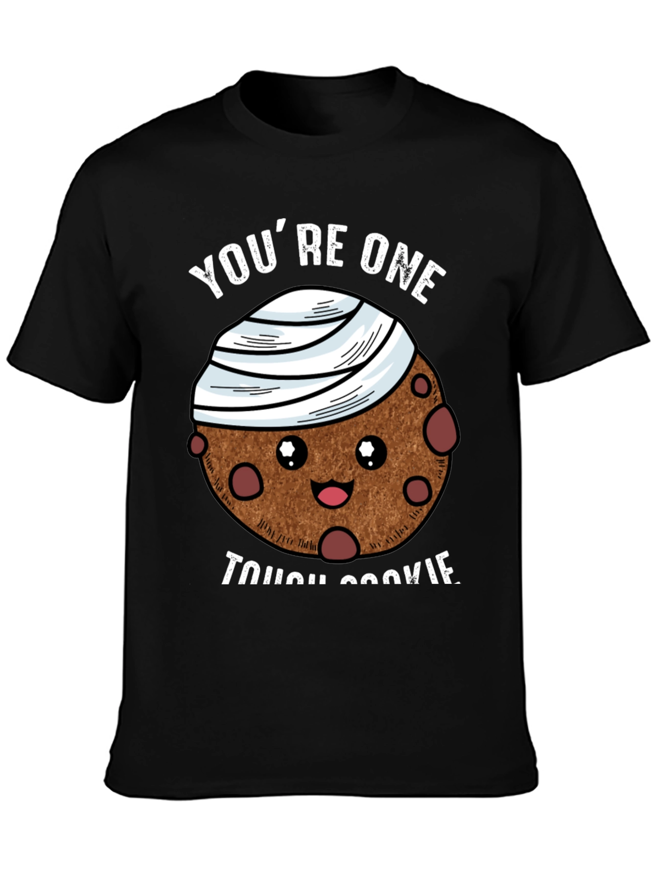 Tough Cookie Graphic T-Shirt: Cute Bandaged Cookie Design