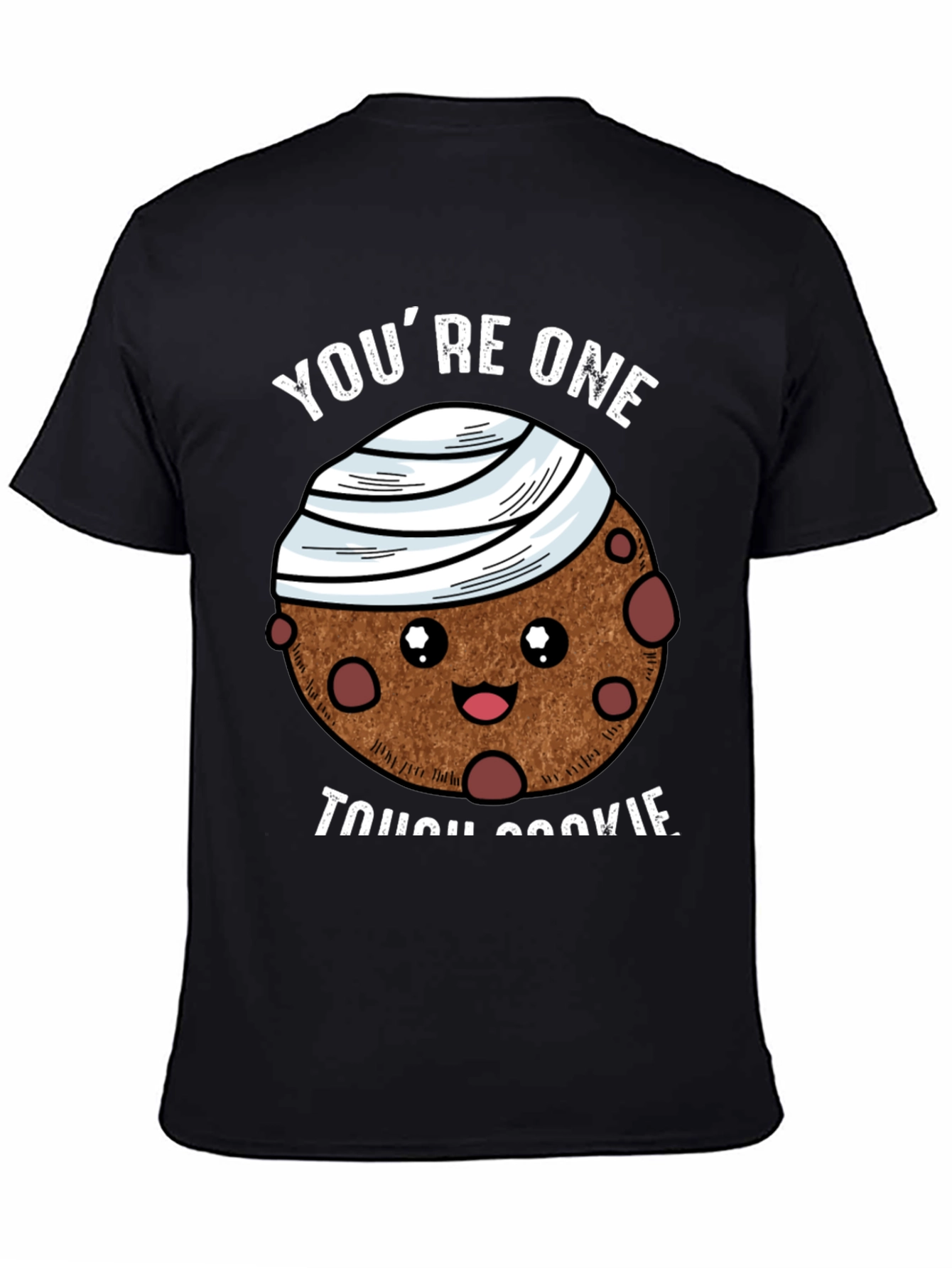 Tough Cookie Graphic T-Shirt: Cute Bandaged Cookie Design