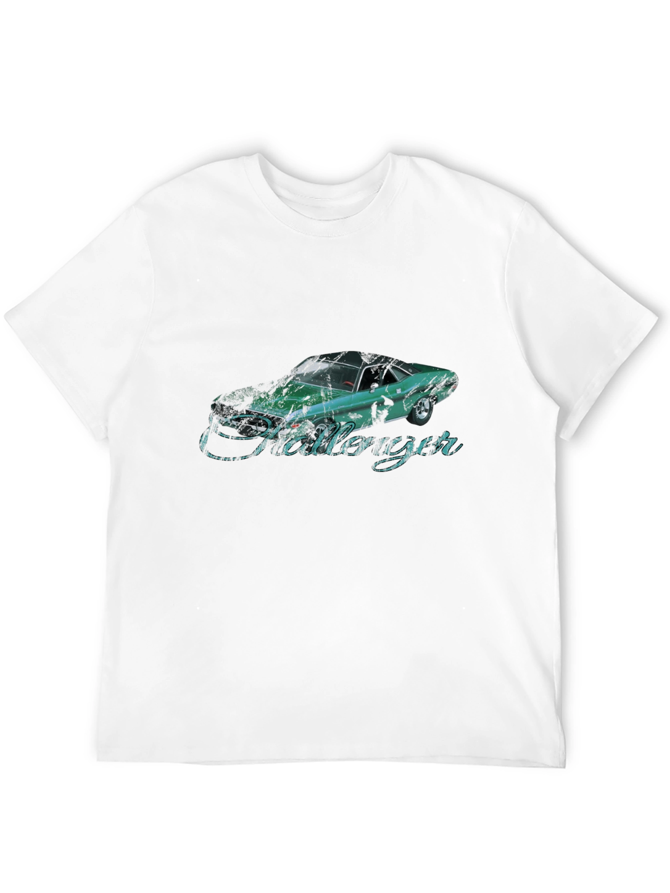 Classic Car Tee: Challenger Graphic Print Black T-Shirt