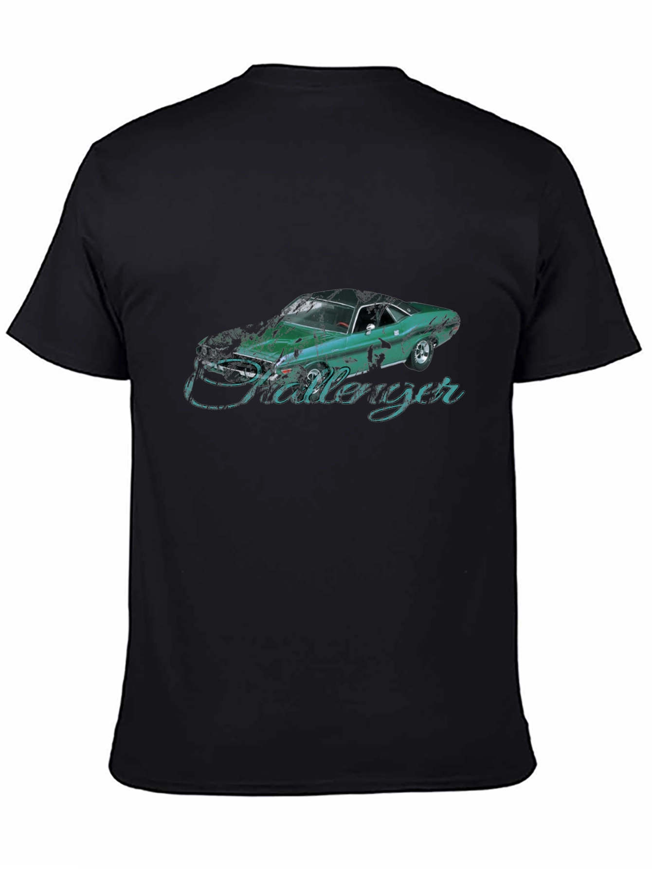 Classic Car Tee: Challenger Graphic Print Black T-Shirt