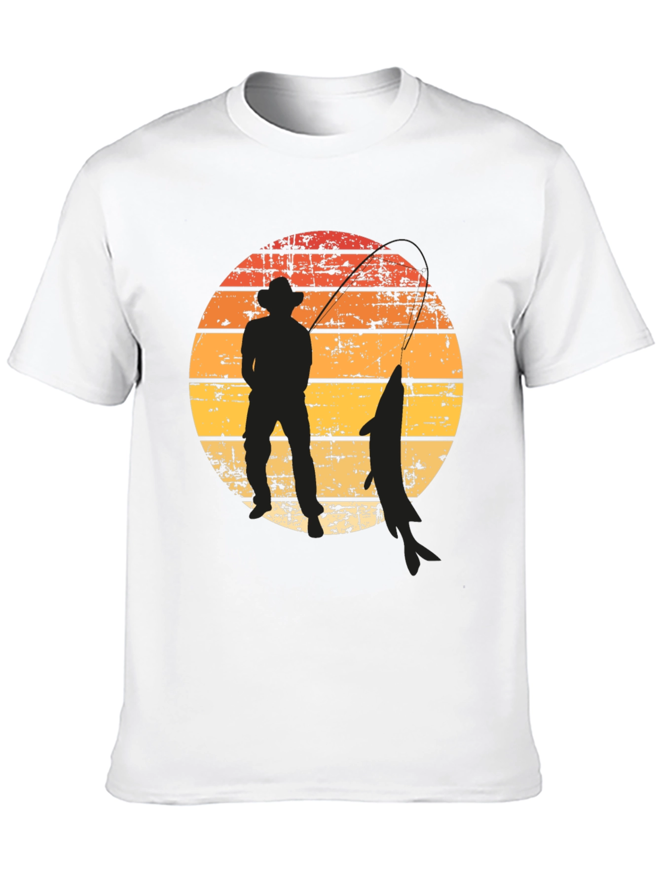 Fisherman Silhouette Graphic Tee - Sunset Design