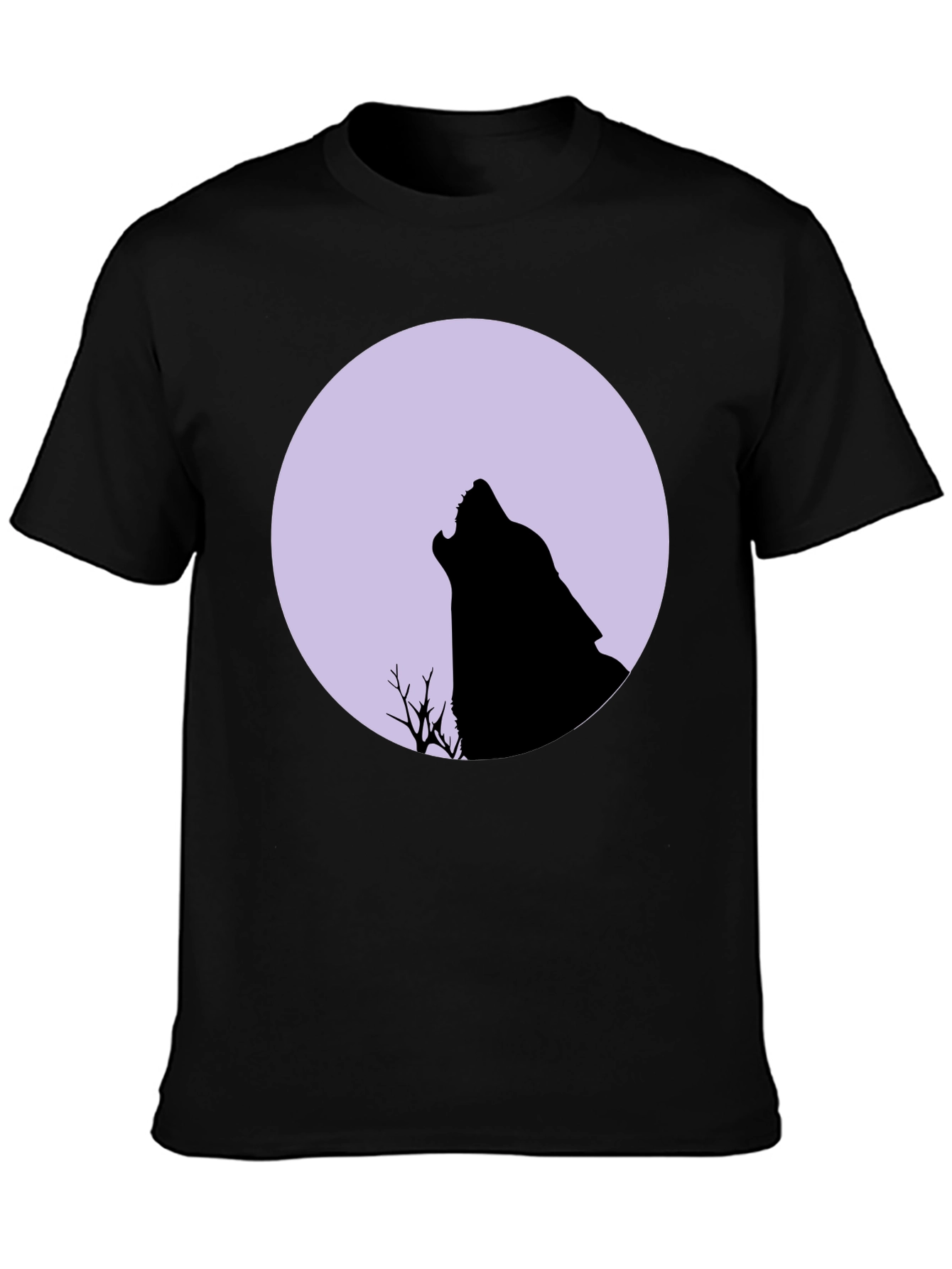Wolf Moon Graphic Tee - Black Cotton T-Shirt