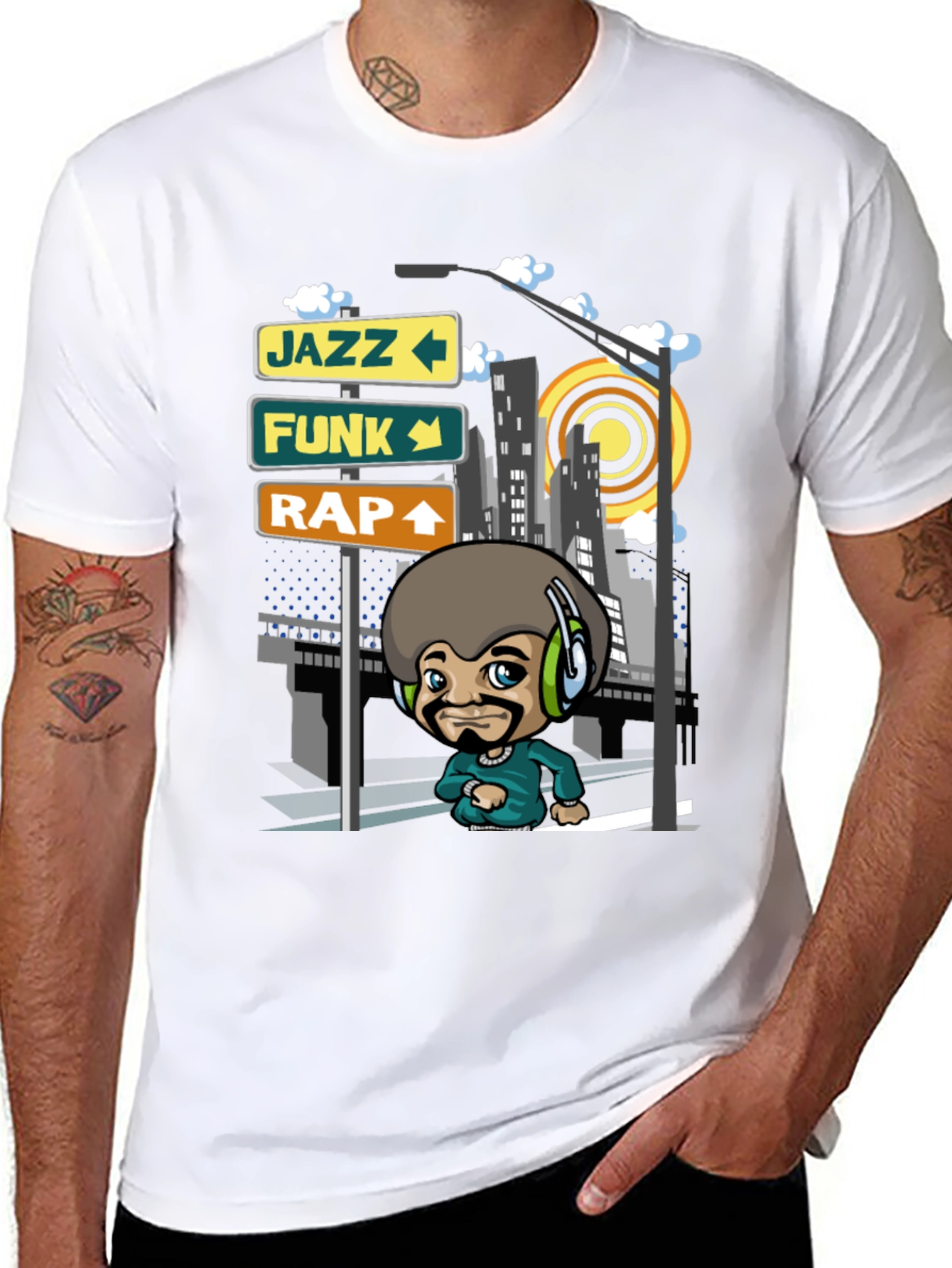 Cool Afro DJ Graphic T-Shirt - Jazz Funk Rap