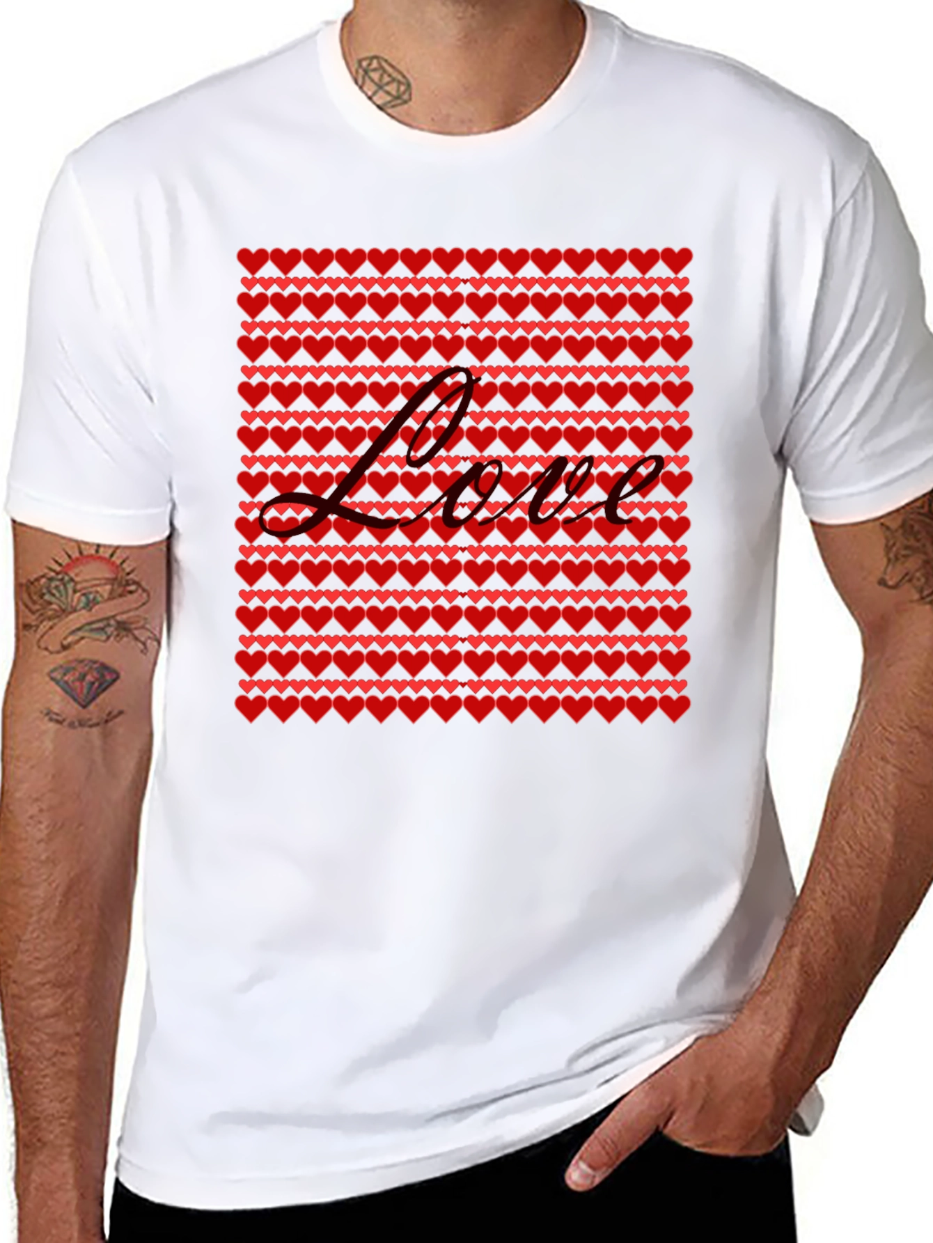Love Heart Pattern T-Shirt - Valentines Day Gift