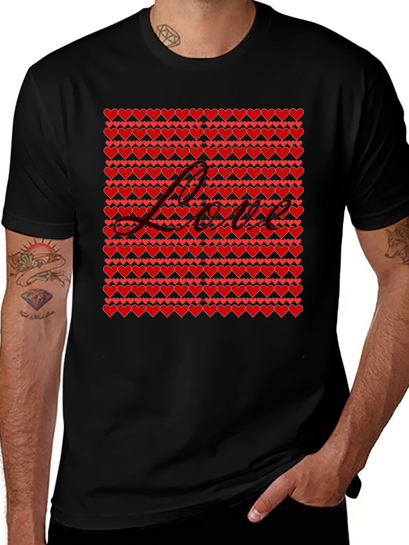 Love Heart Pattern T-Shirt - Valentines Day Gift