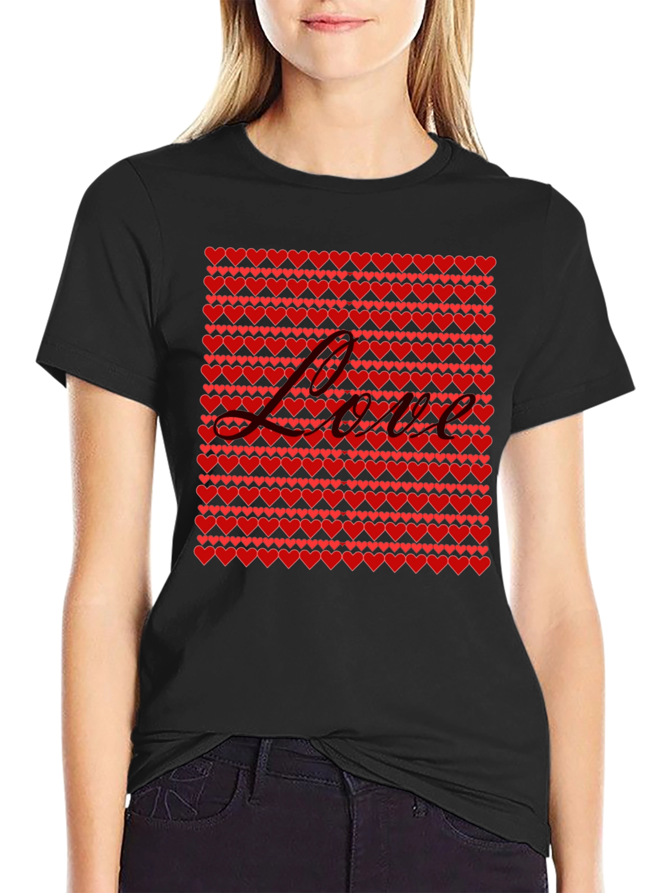 Love Heart Pattern T-Shirt - Valentines Day Gift